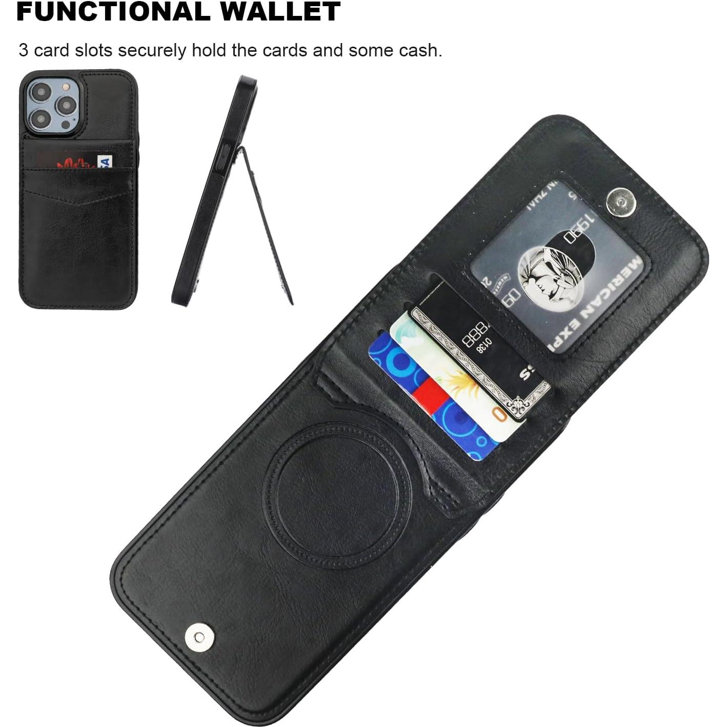 Funda Cartera KIHUWEY para iPhone 13 Pro Max 6.7" Negro