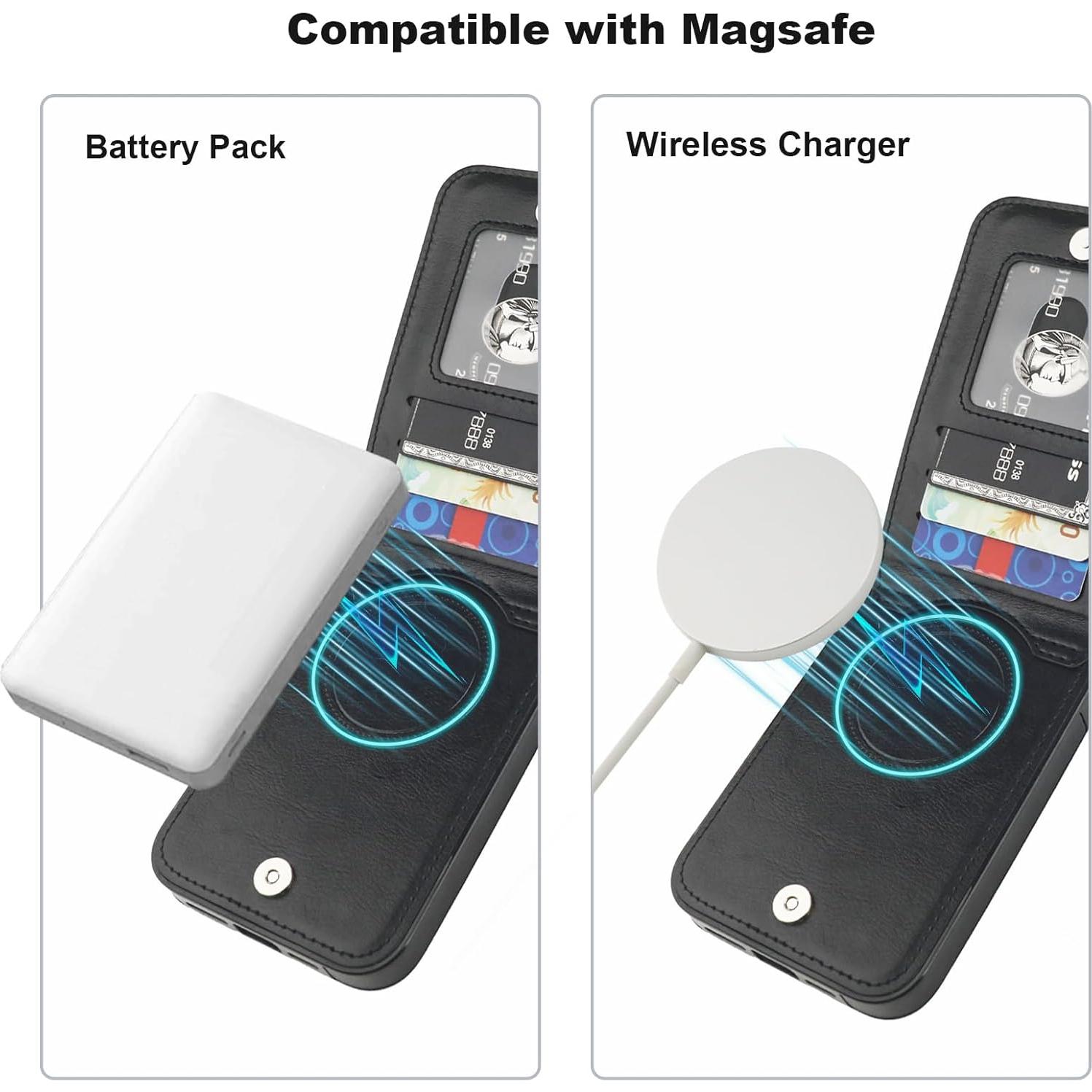 Funda Cartera KIHUWEY para iPhone 13 Pro Max 6.7" Negro