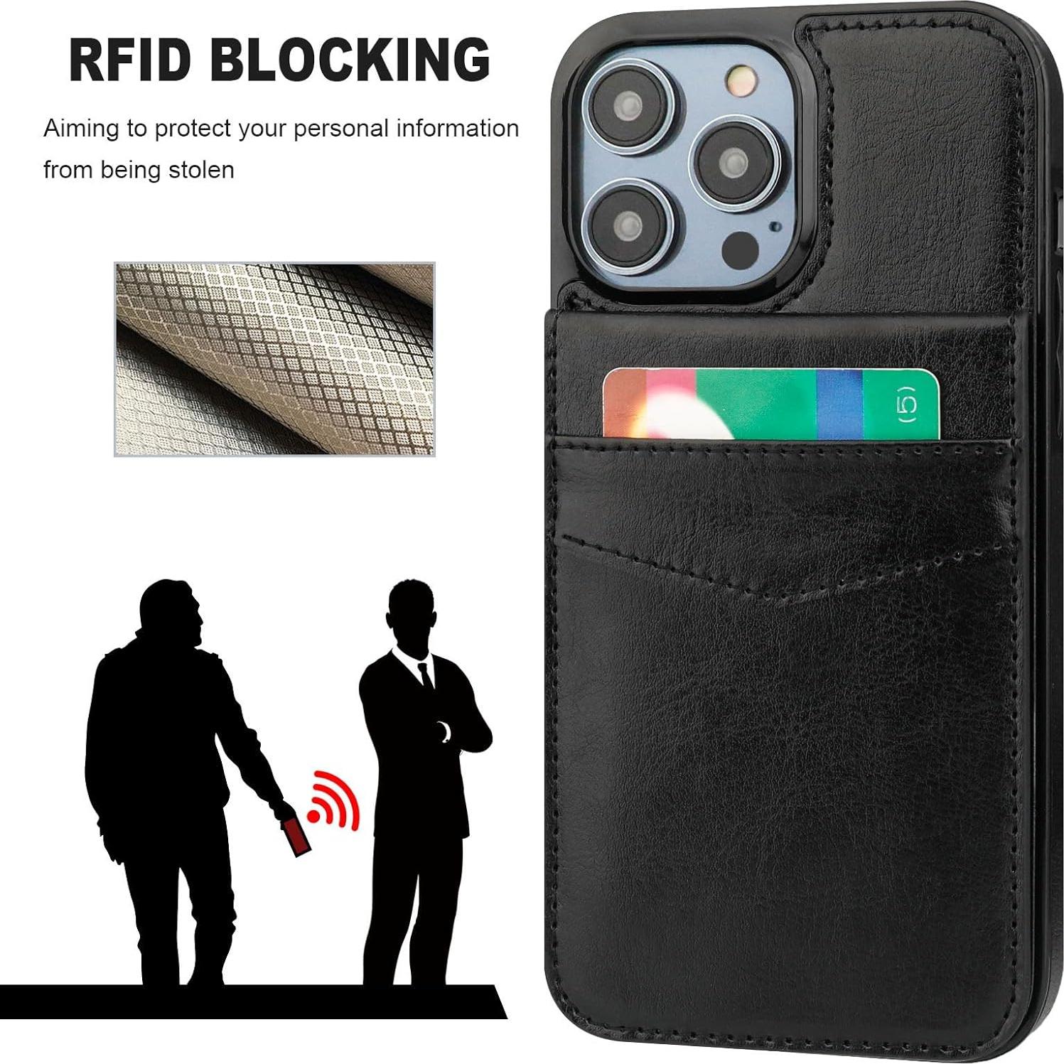 Funda Cartera KIHUWEY para iPhone 13 Pro Max 6.7" Negro