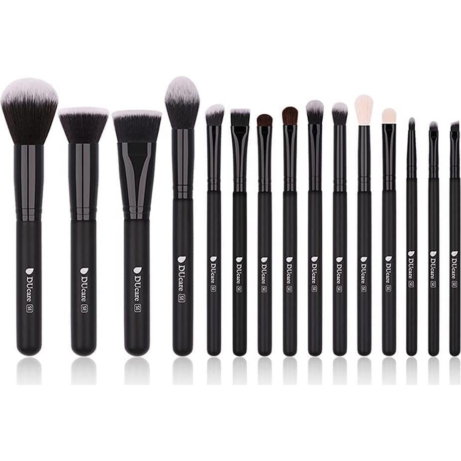 Conjunto de Brochas de Maquillaje DUcare 15 Piezas Negras