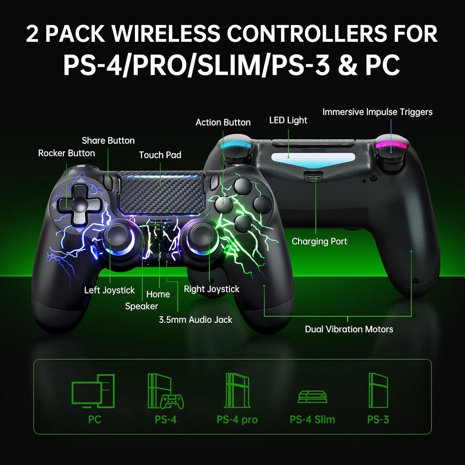 Controlador Inalámbrico mone PS4/PC - RGB - Negro