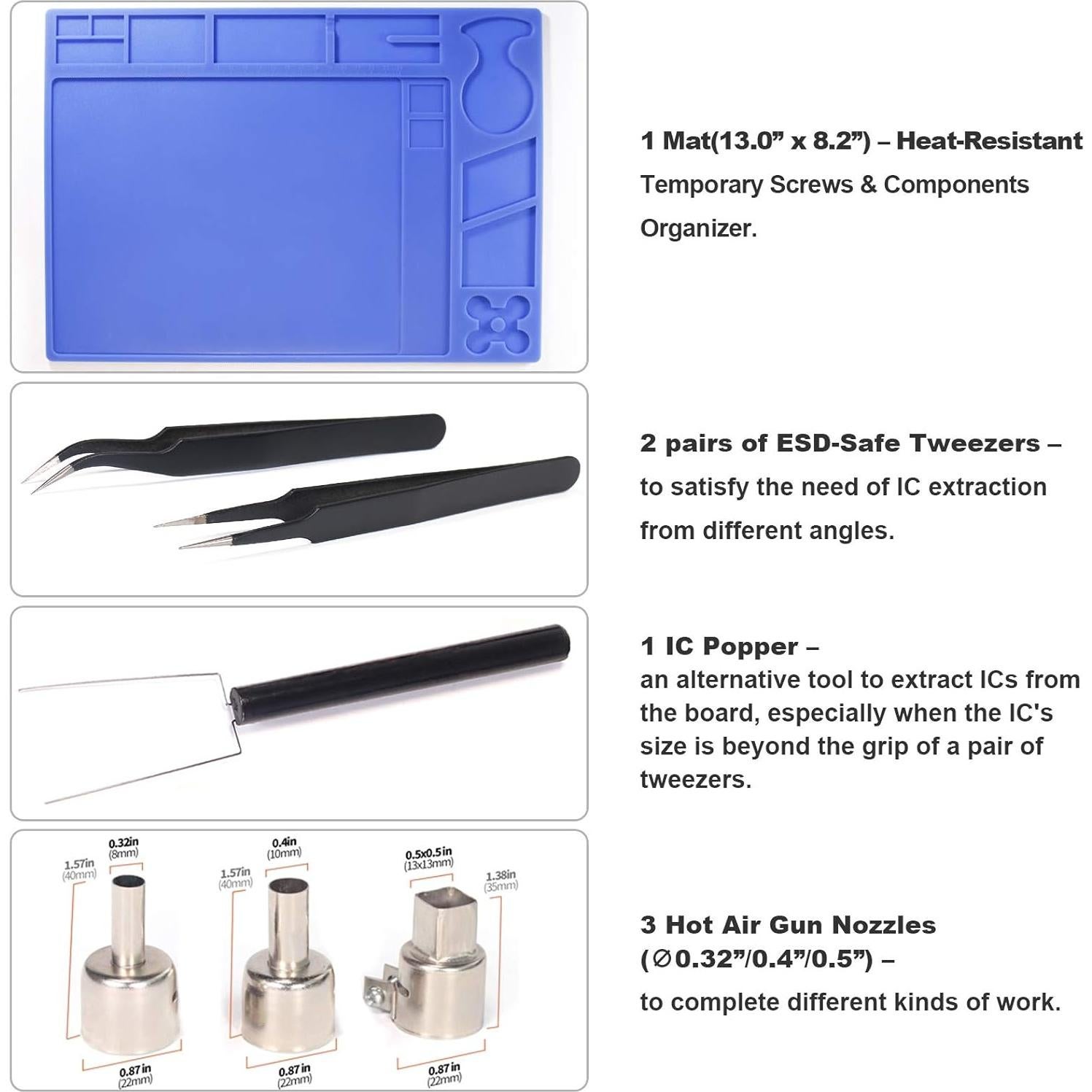 Estación de Rework YIHUA 959D Aire Caliente 3 Canales 500°C
