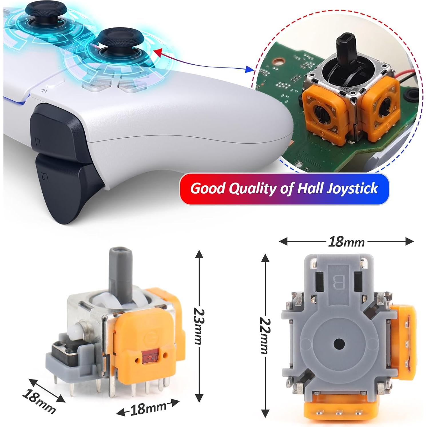 Joysticks Efecto Hall YWLRONG para PS5 Reemplazo 3D (2Pack)