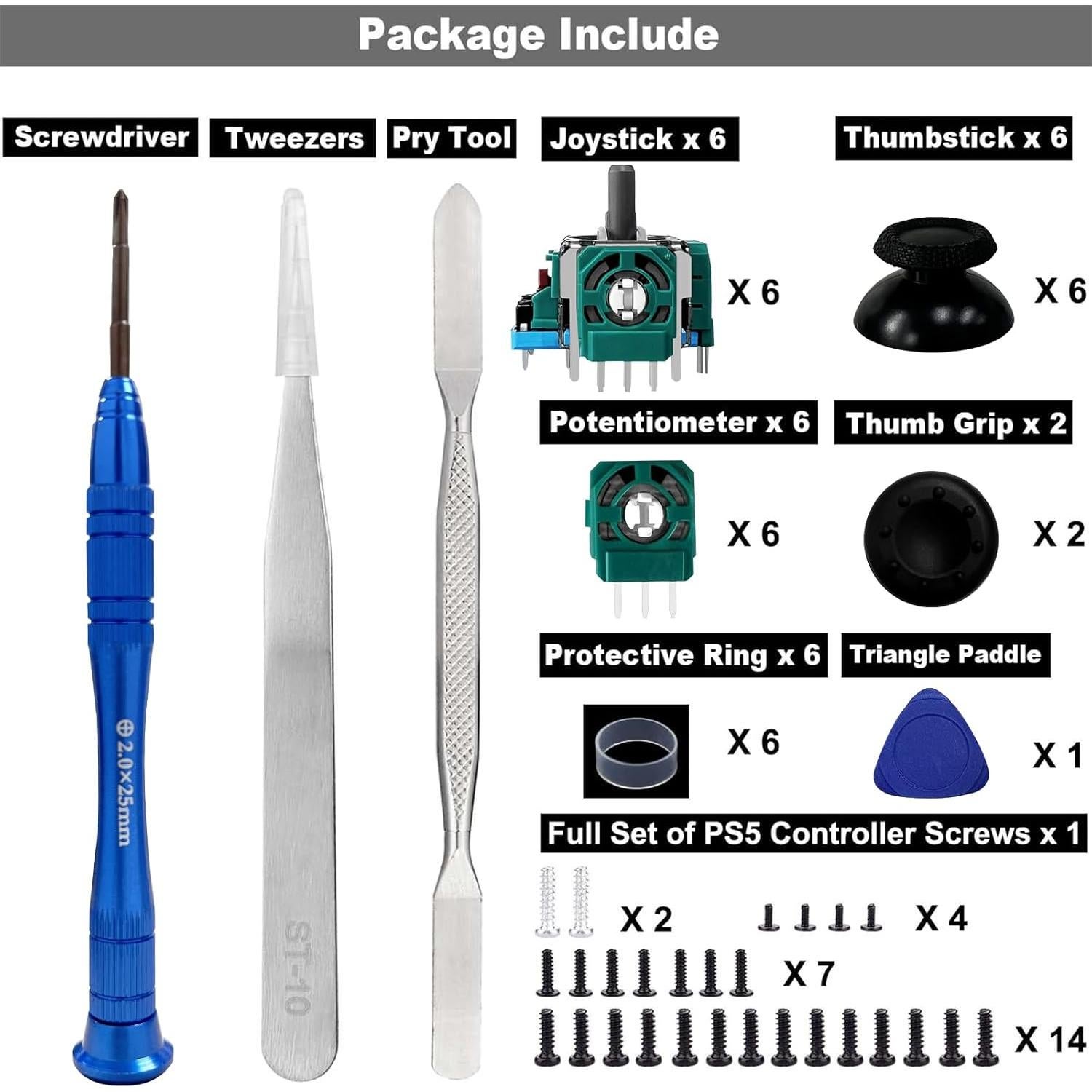 Paquete de 6 Joysticks Analógicos 3D HLRAO para PS5