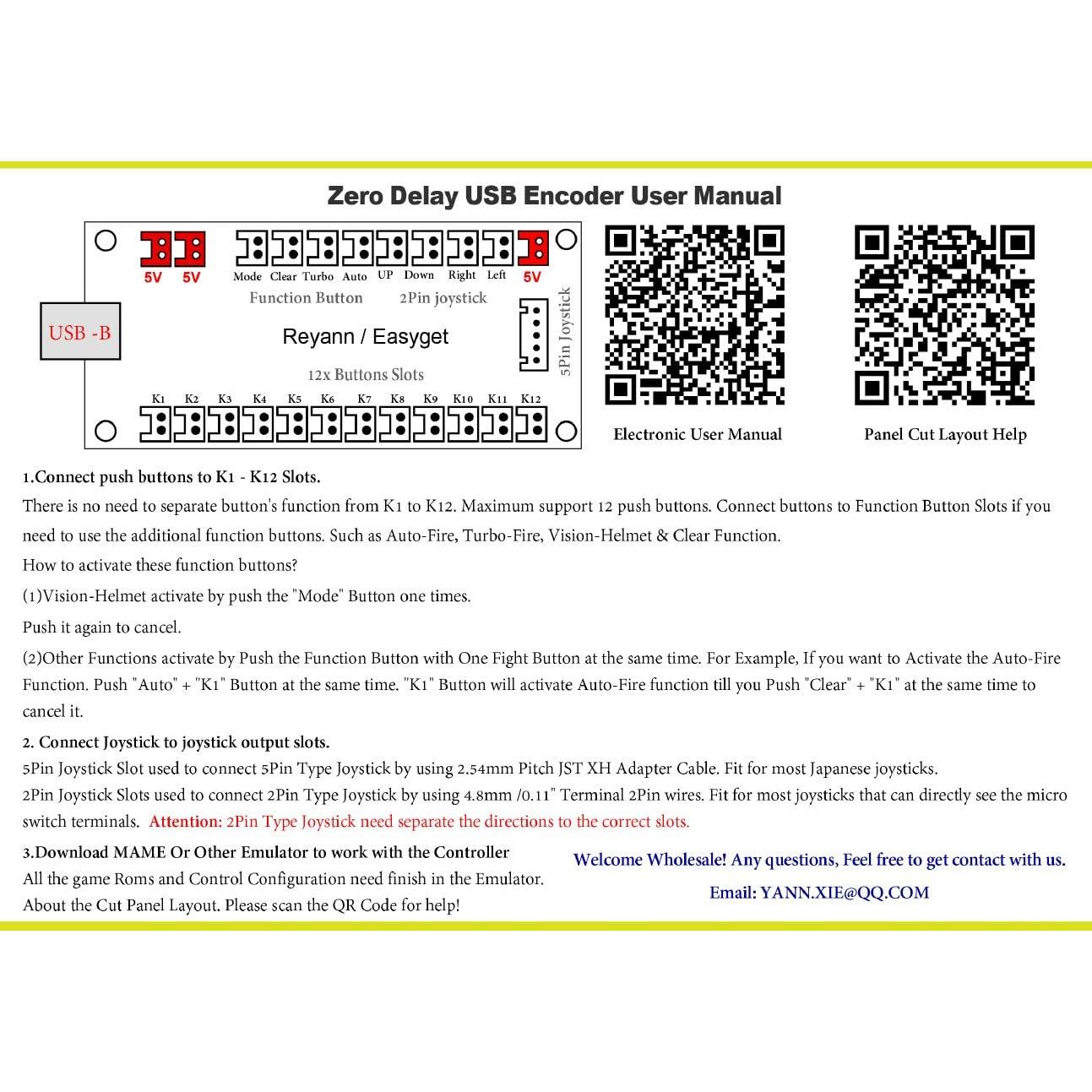 Controlador USB Genérico 2 Jugadores Easyget para Arcade