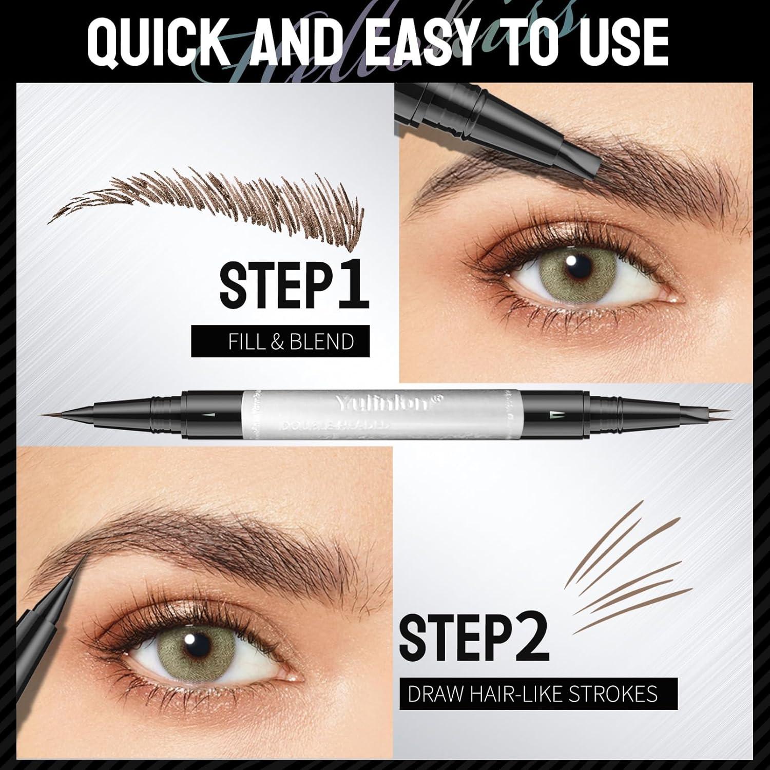 Lápiz de Cejas Doble Punta Yulinlon 0.01mm Impermeable