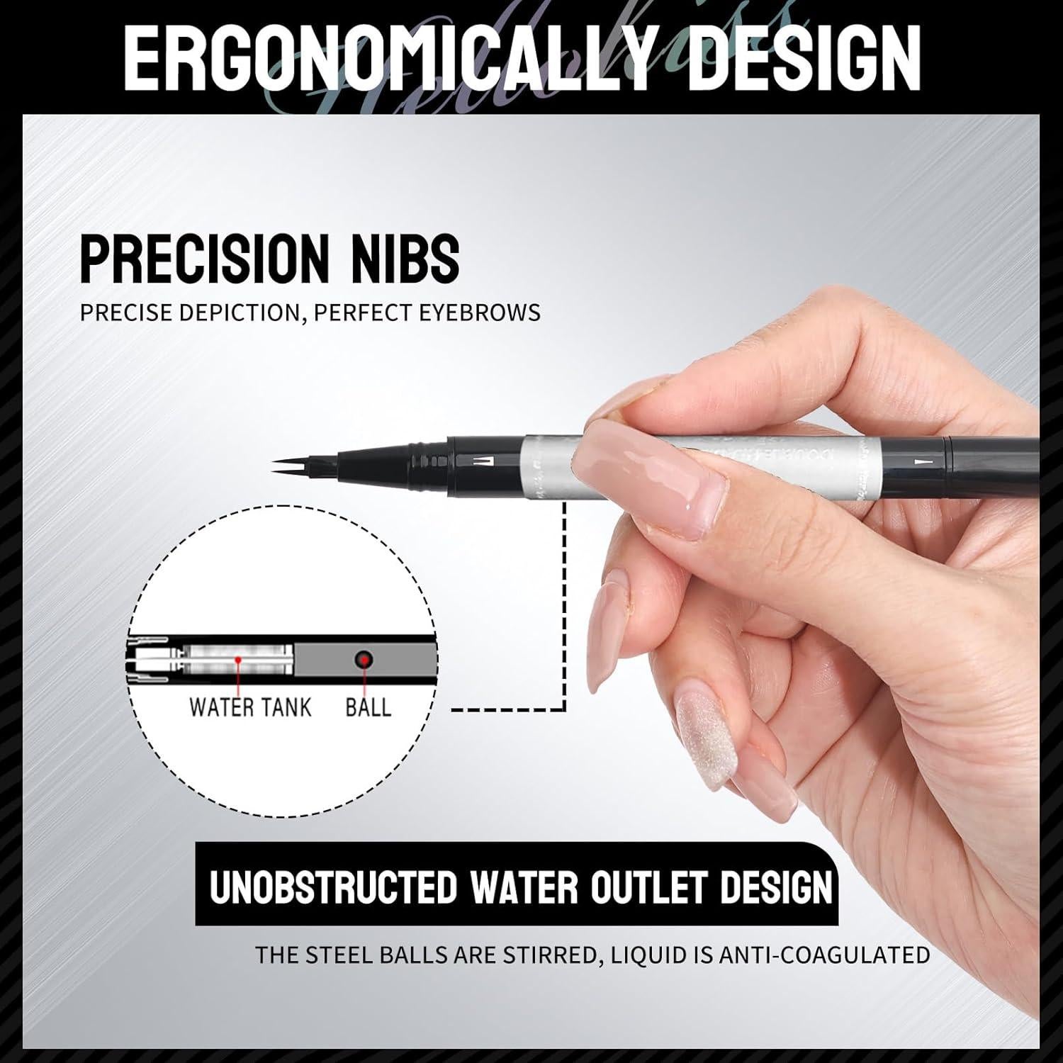 Lápiz de Cejas Doble Punta Yulinlon 0.01mm Impermeable
