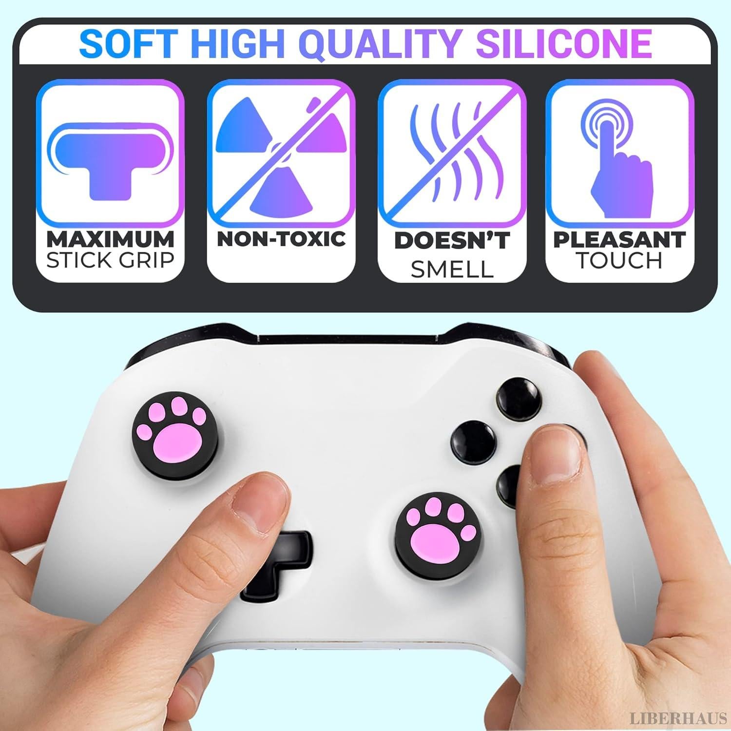 Garras de Gato Rosa LIBERHAUS para Joystick PS5 y PS4