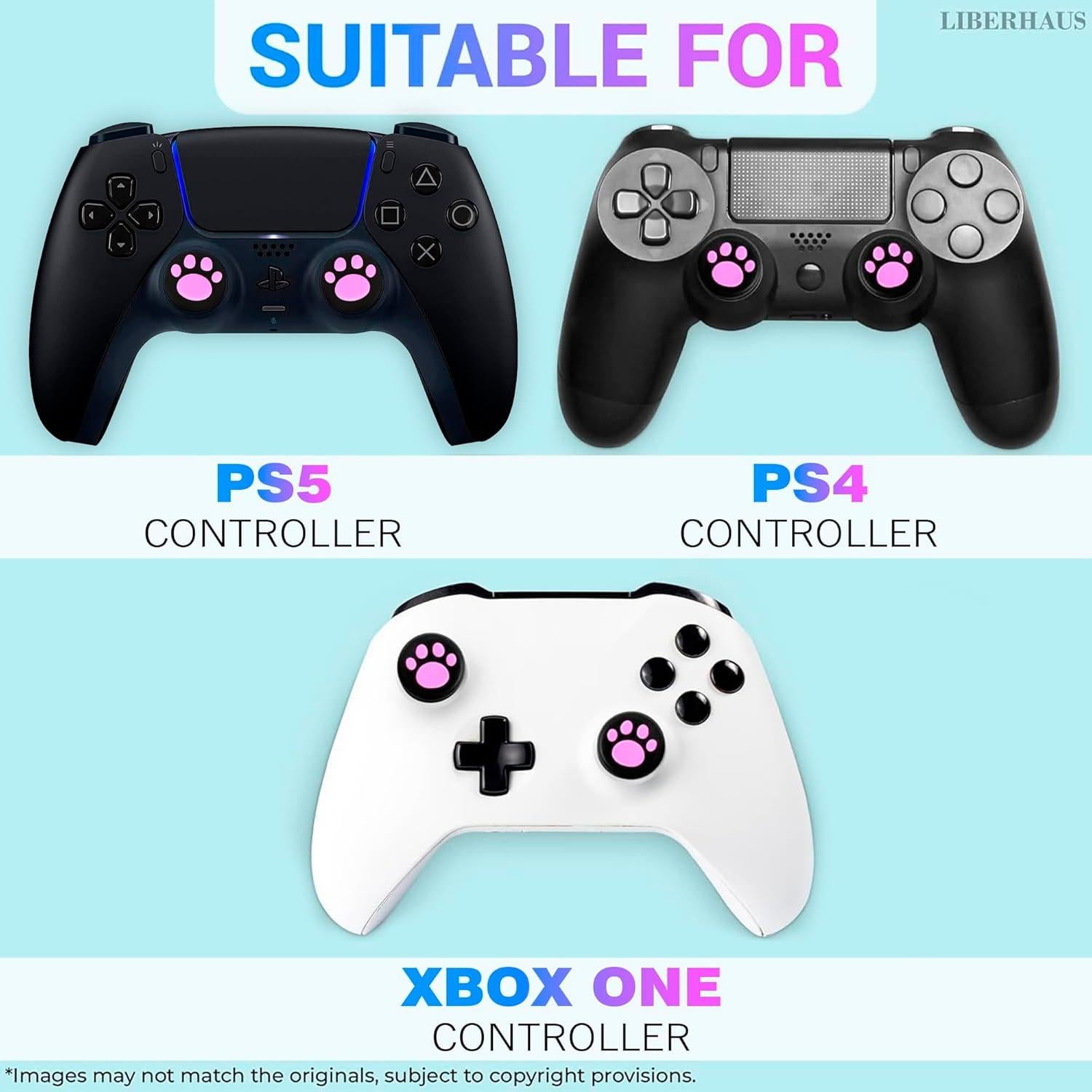 Garras de Gato Rosa LIBERHAUS para Joystick PS5 y PS4