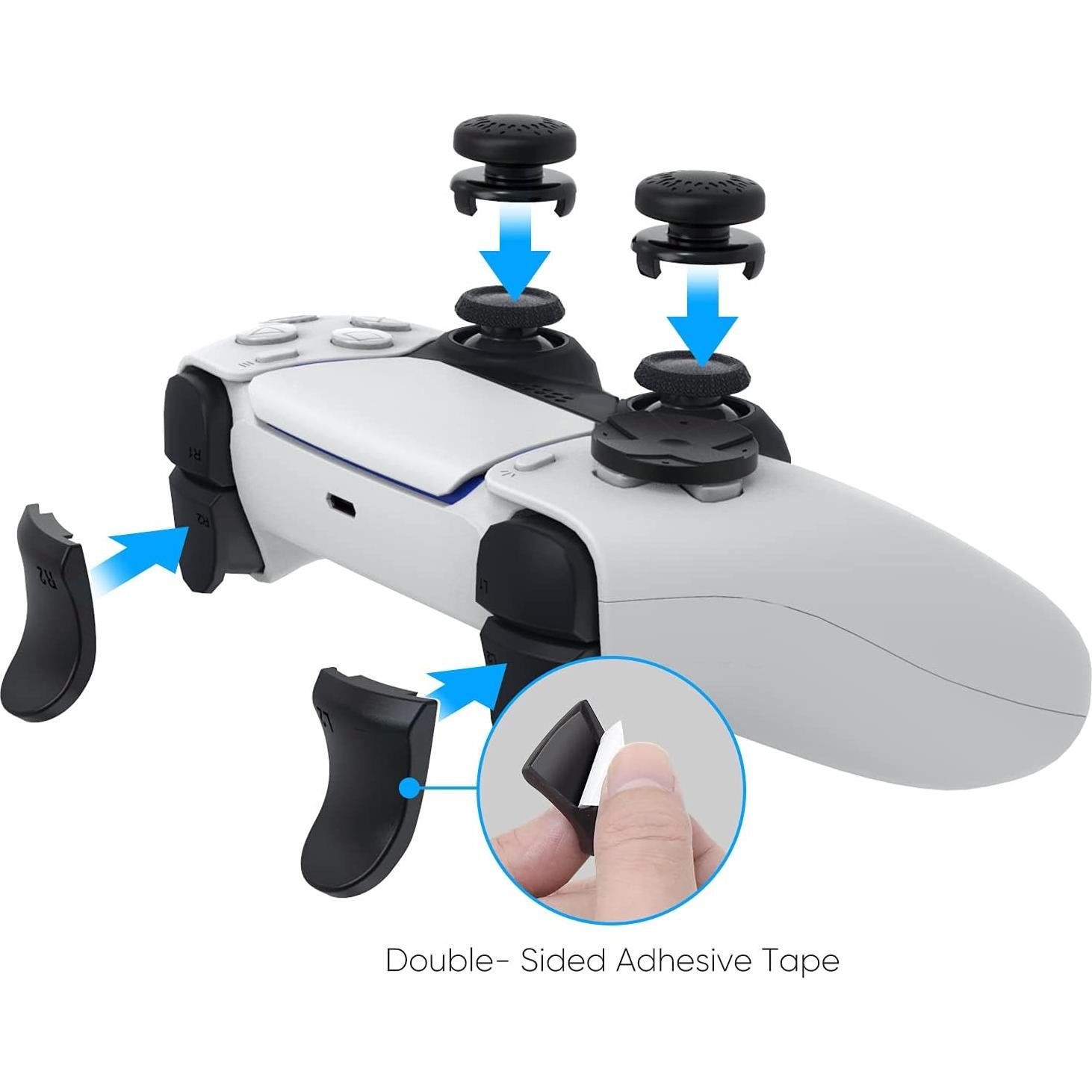 Kit Accesorios PS5 MENEEA Empuñaduras y Gatillos Antideslizantes