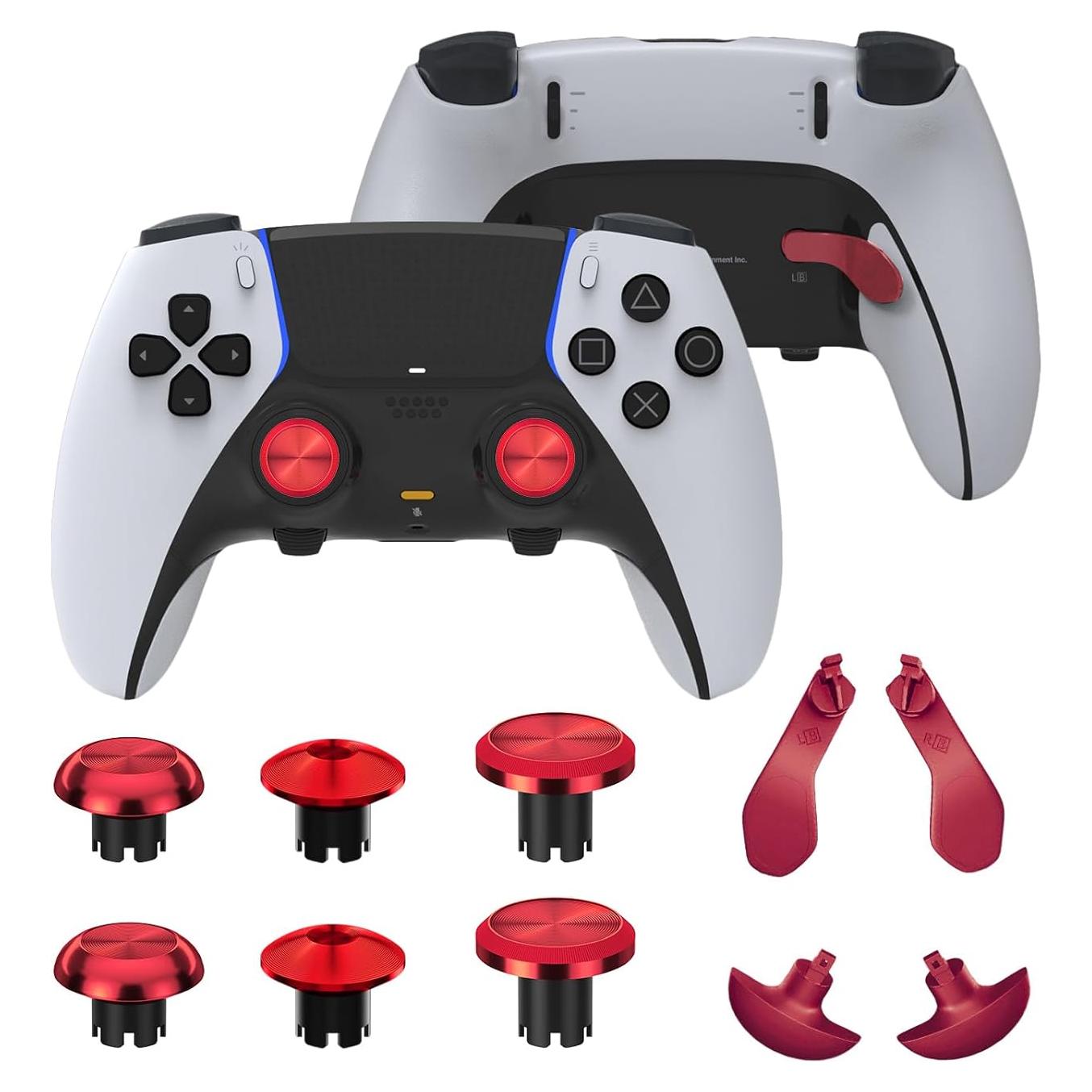 Palancas de metal PS5 Edge - Joysticks y botones rojos
