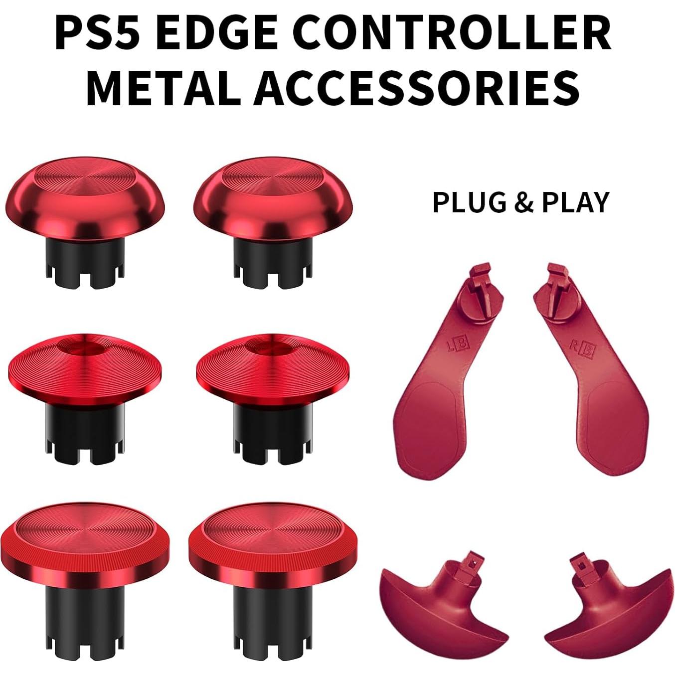 Palancas de metal PS5 Edge - Joysticks y botones rojos