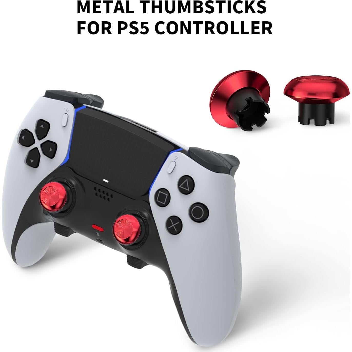 Palancas de metal PS5 Edge - Joysticks y botones rojos