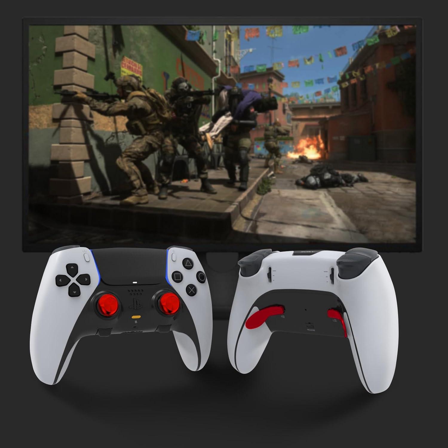 Palancas de metal PS5 Edge - Joysticks y botones rojos