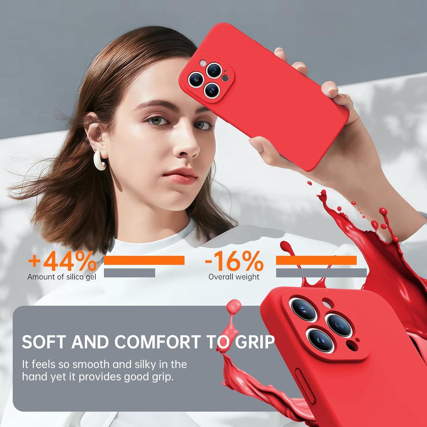 Funda Kiresen para iPhone 16 Pro Max - Silicona Roja 6.9"