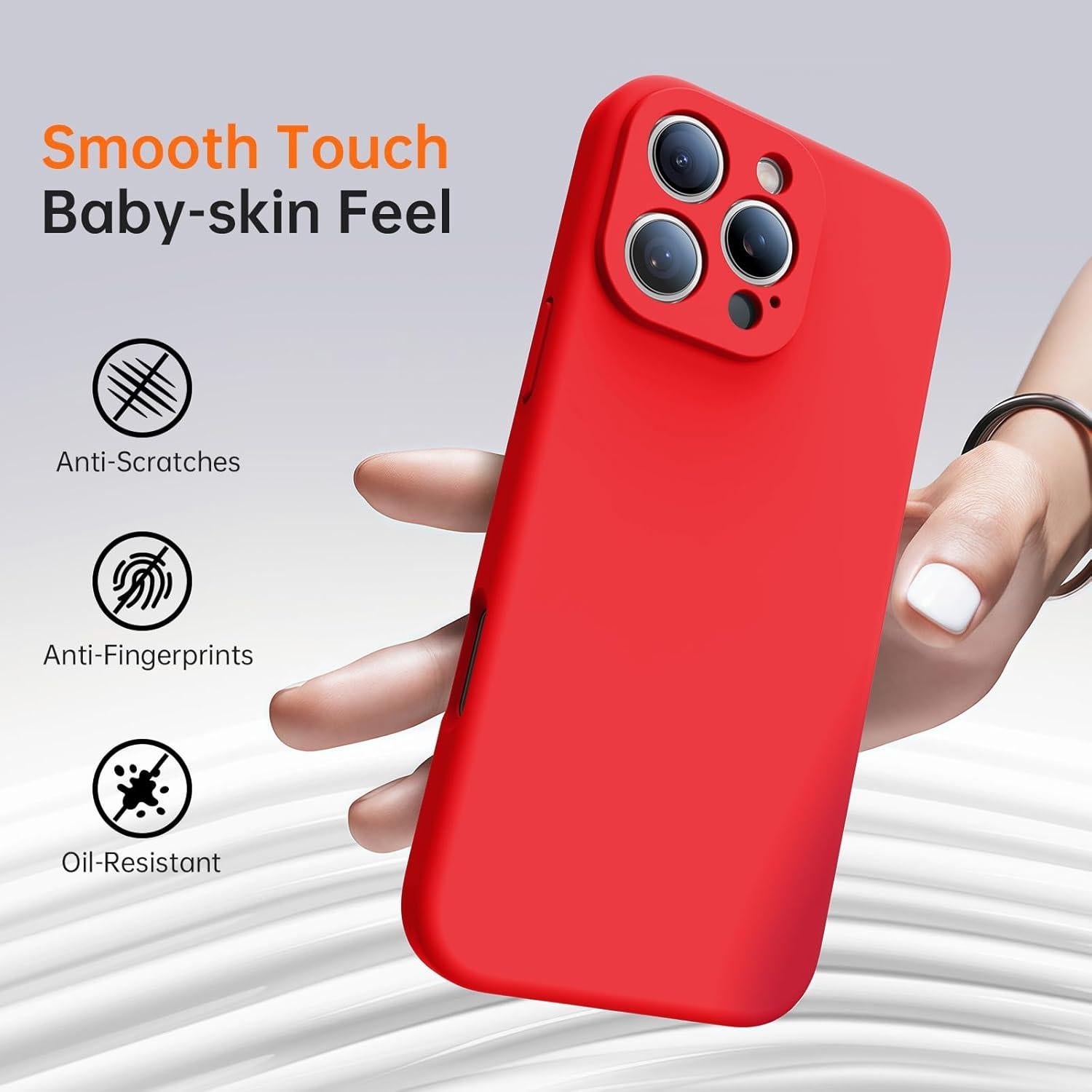 Funda Kiresen para iPhone 16 Pro Max - Silicona Roja 6.9"