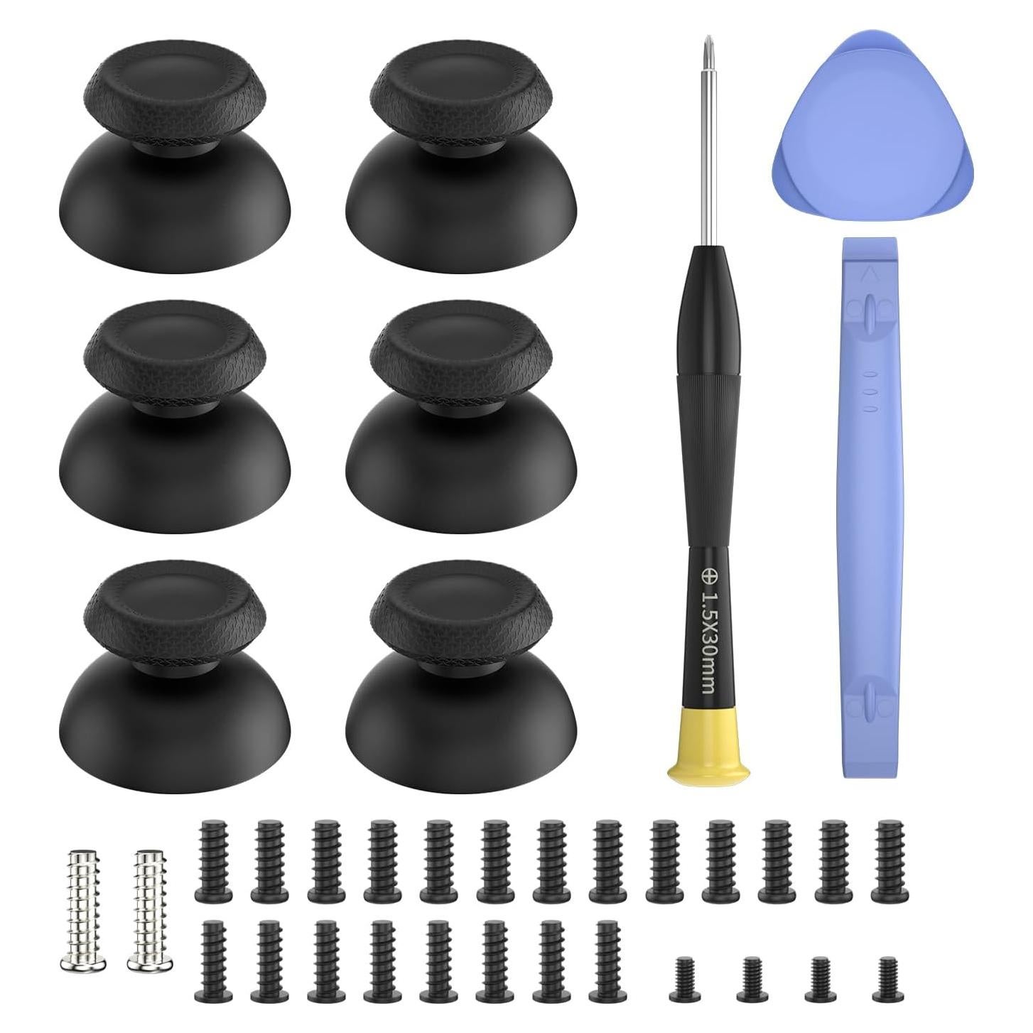 RGEEK Thumbsticks Replacement for PS5 Controller, Analog Stick Joysticks Grip Caps with Repair Kit for Playstation 5 Dualsense Controller, Black