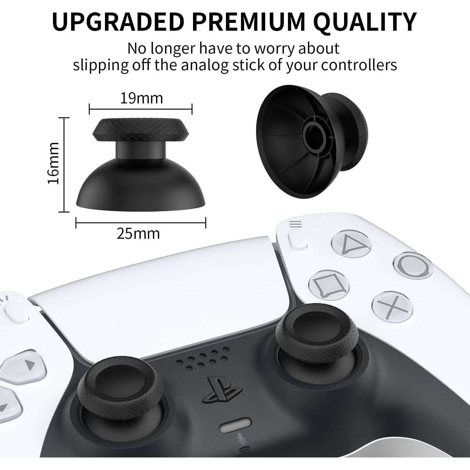 RGEEK Thumbsticks Replacement for PS5 Controller, Analog Stick Joysticks Grip Caps with Repair Kit for Playstation 5 Dualsense Controller, Black