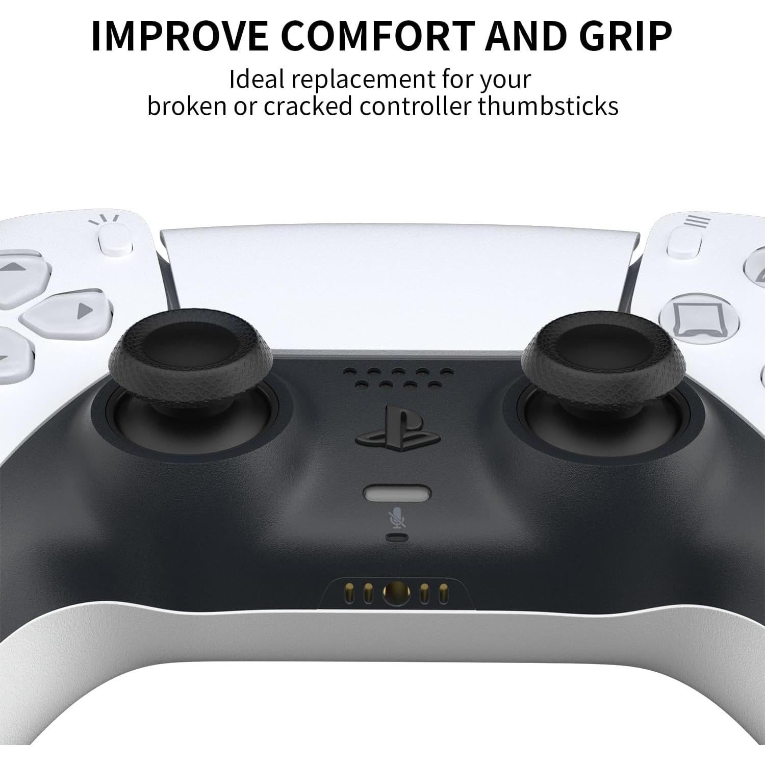 RGEEK Thumbsticks Replacement for PS5 Controller, Analog Stick Joysticks Grip Caps with Repair Kit for Playstation 5 Dualsense Controller, Black