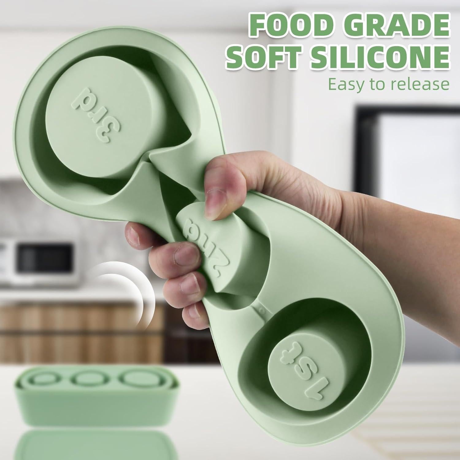 Bandeja de Hielo Fu Store 3pcs Silicona 40 oz Cilindro Verde