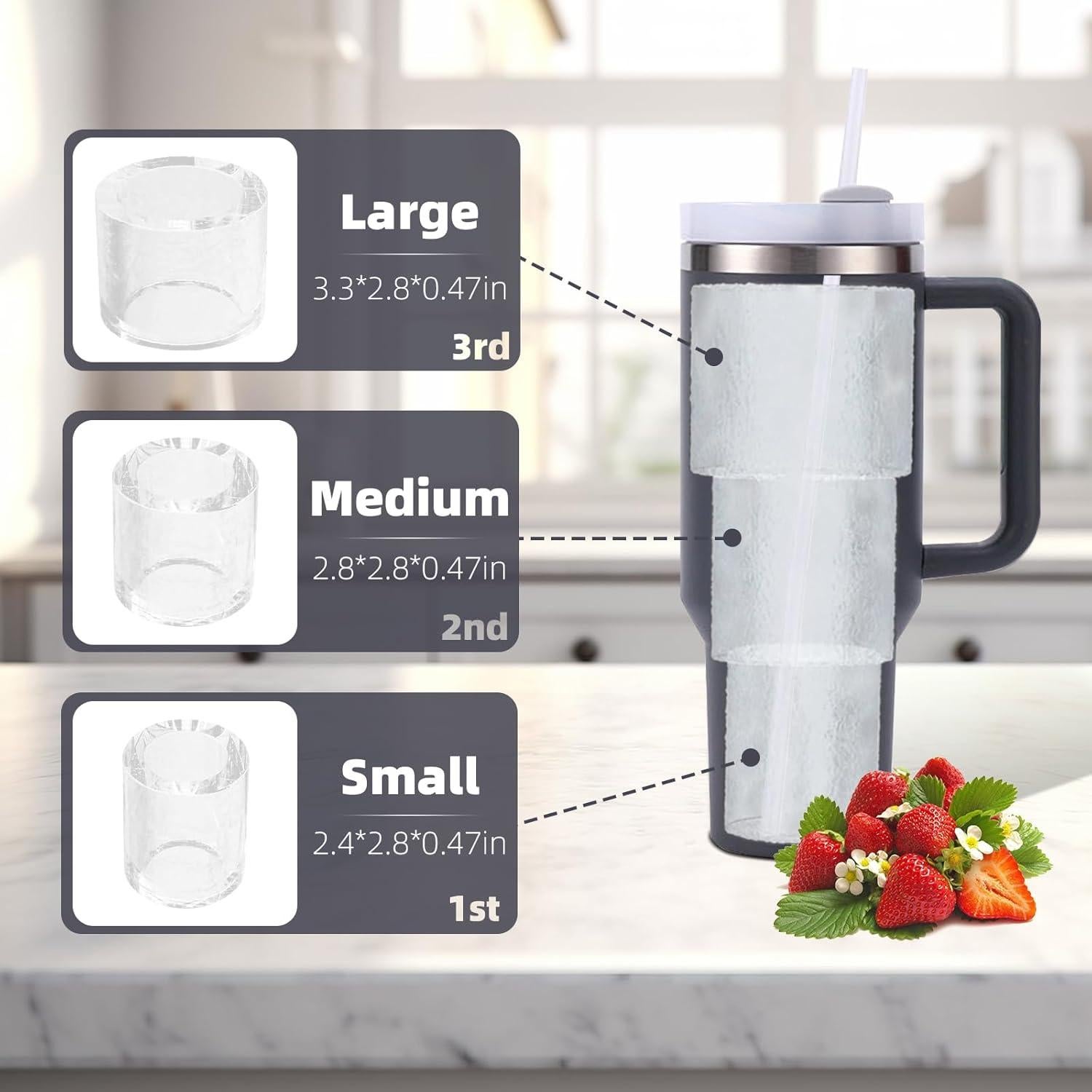 Bandeja de Hielo Fu Store 3pcs Silicona 40 oz Cilindro Verde