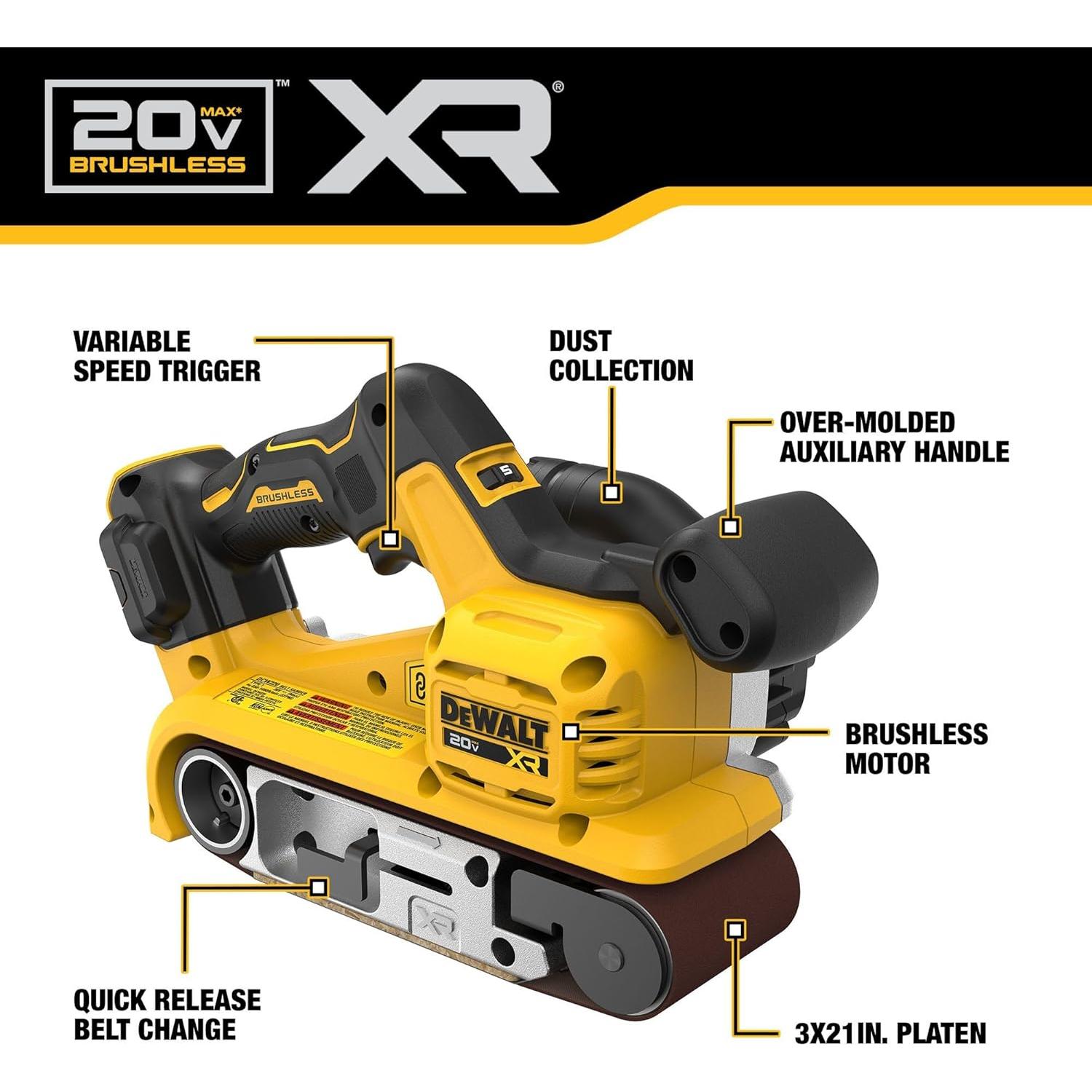 Lijadora de Banda DEWALT 20V MAX Sin Escobillas DCW220B
