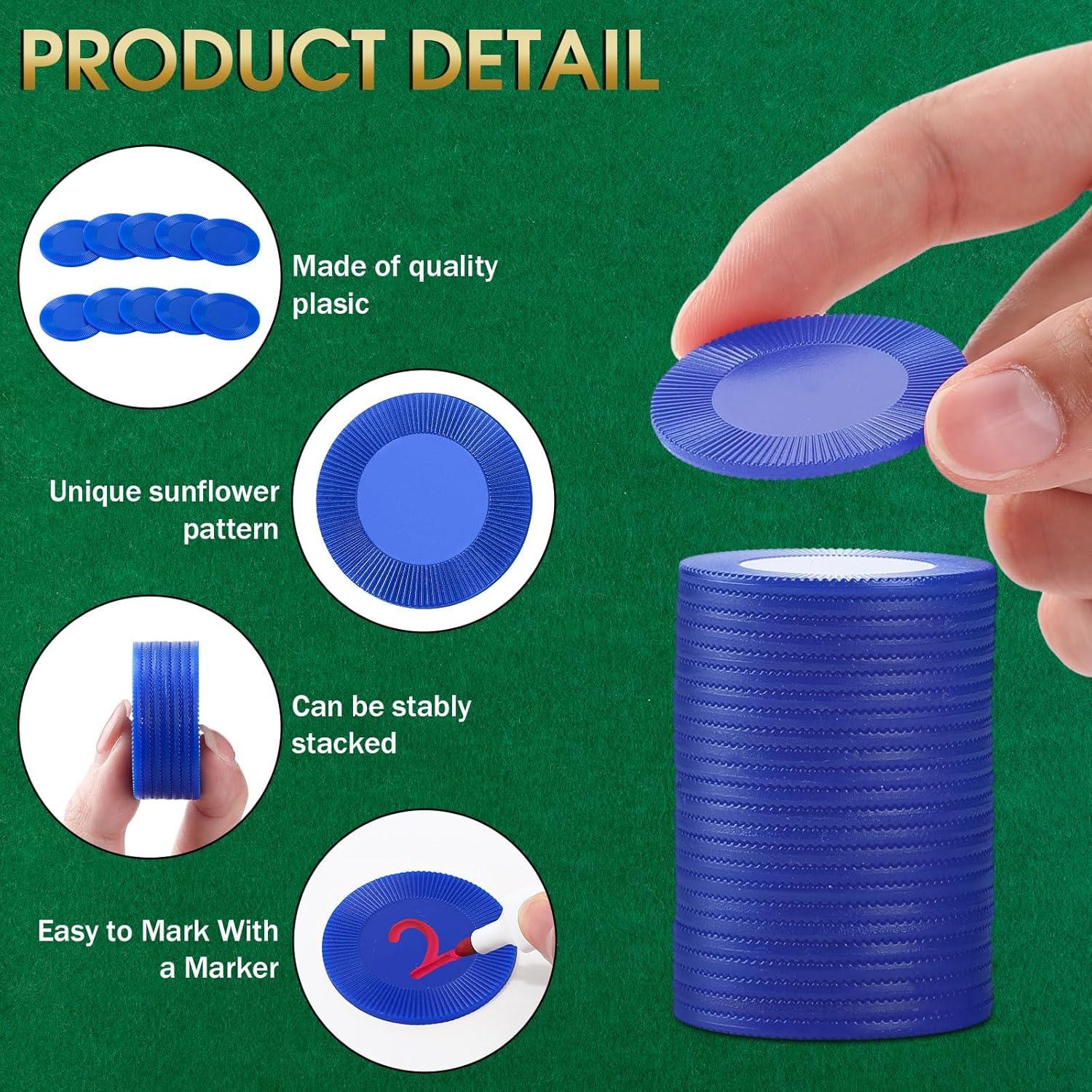 Fichas de Póker Leitee 1000 Pcs Plástico Azul 3.81 cm