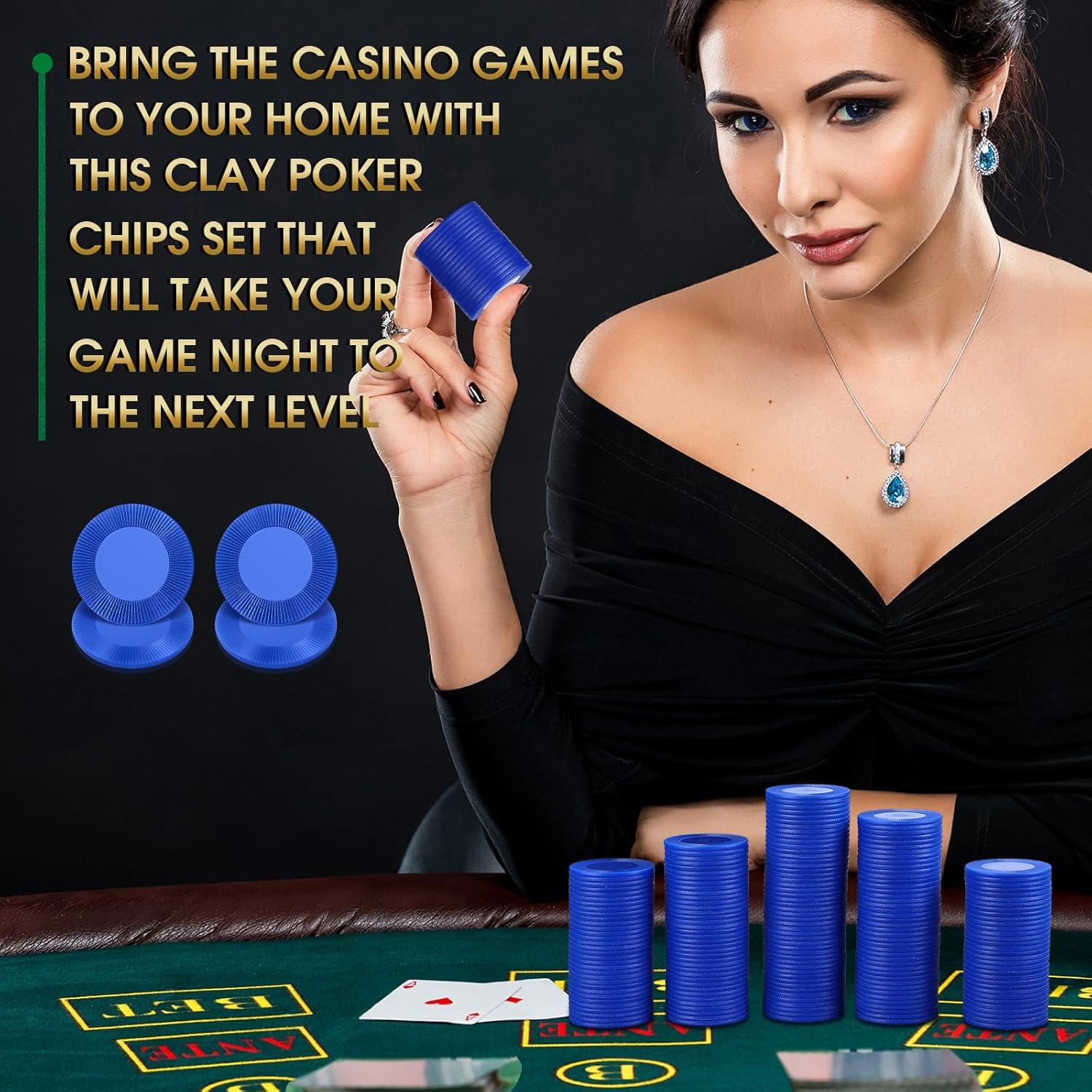 Fichas de Póker Leitee 1000 Pcs Plástico Azul 3.81 cm