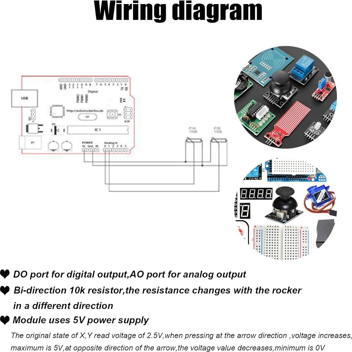Módulo Joystick Analógico Diitao 8PCS Doble Eje 20cm