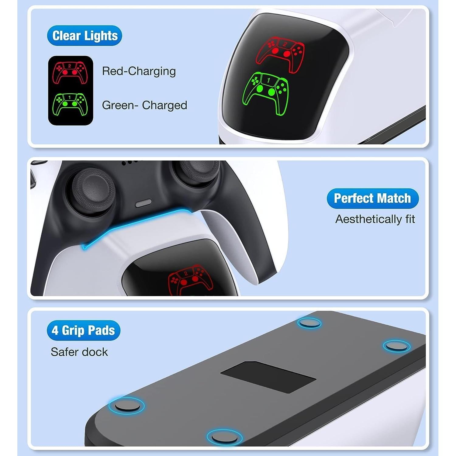 Estación de Carga Dual PS5 Fegliea con Soporte Blanco