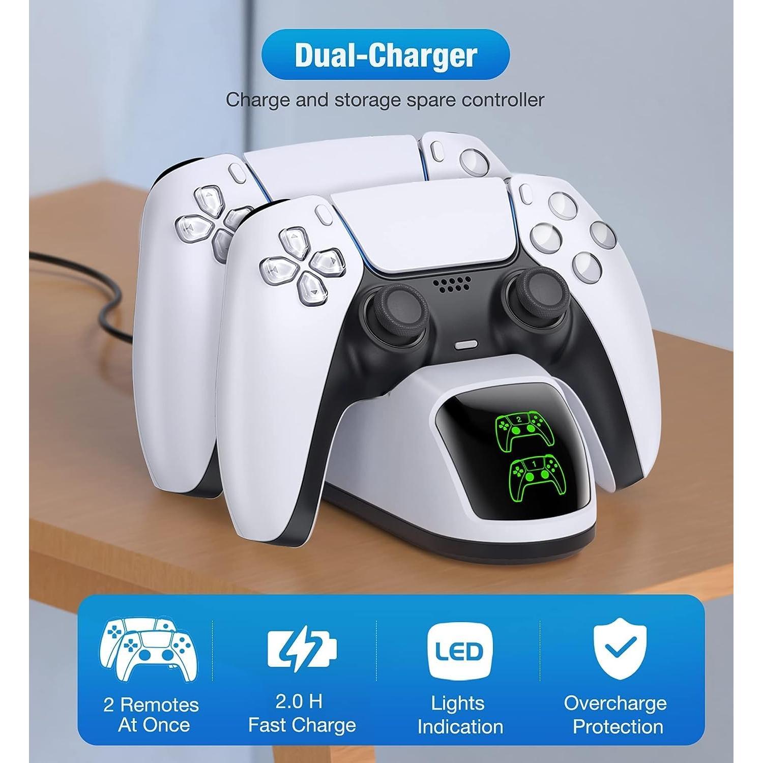 Estación de Carga Dual PS5 Fegliea con Soporte Blanco