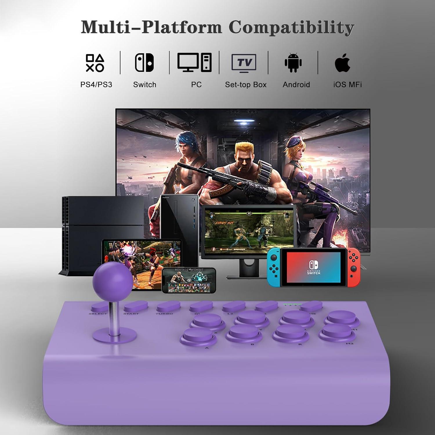 Koiiko Joystick Arcade para Switch/PS4/PC - Inalámbrico Púrpura