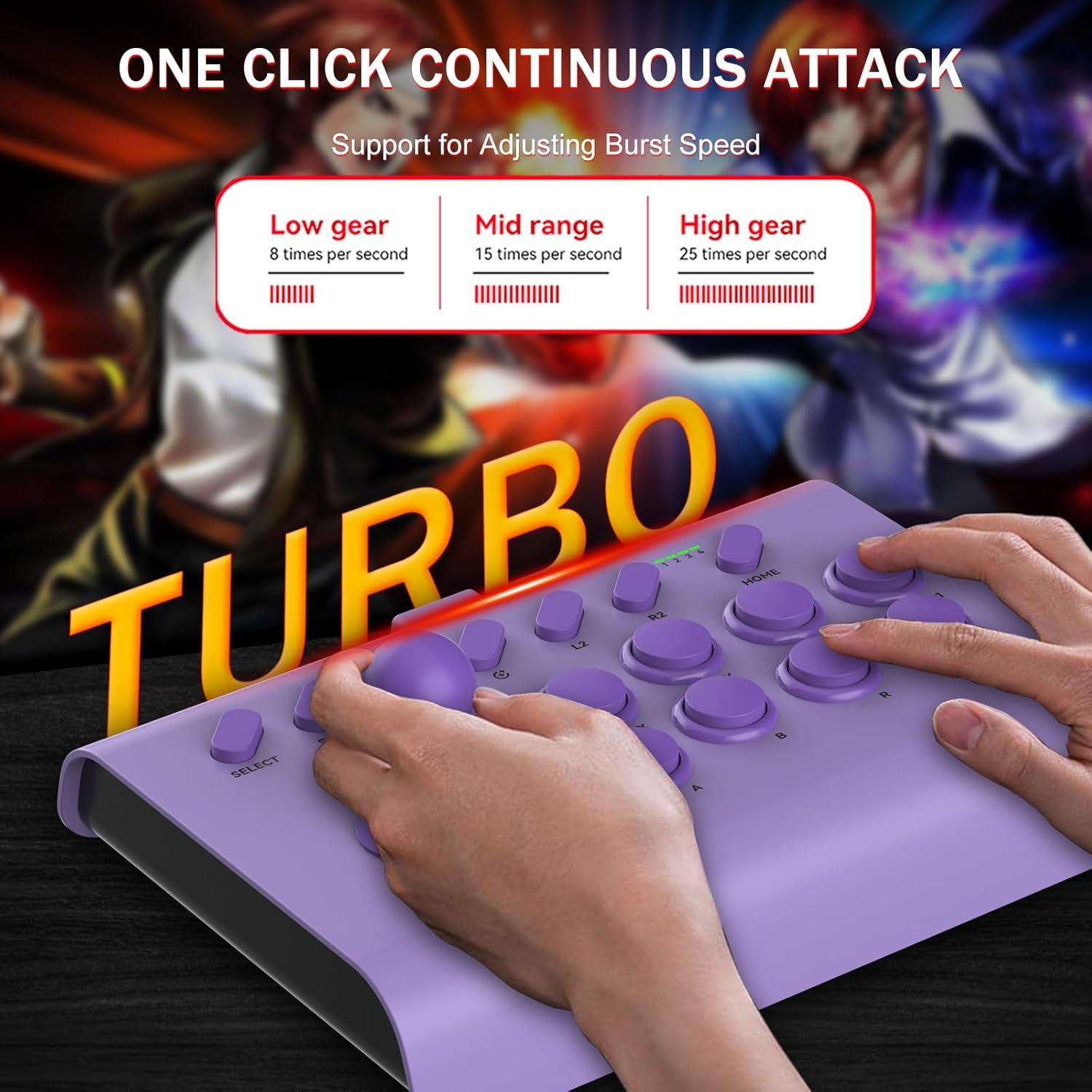 Koiiko Joystick Arcade para Switch/PS4/PC - Inalámbrico Púrpura