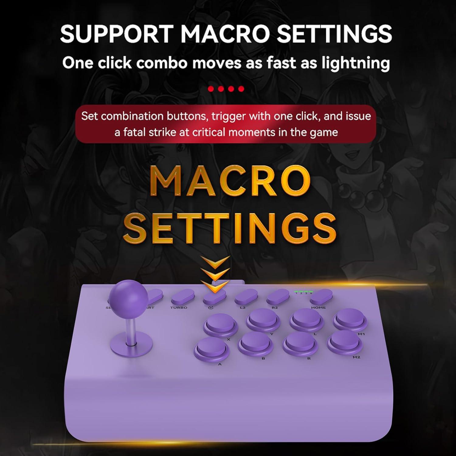 Koiiko Joystick Arcade para Switch/PS4/PC - Inalámbrico Púrpura