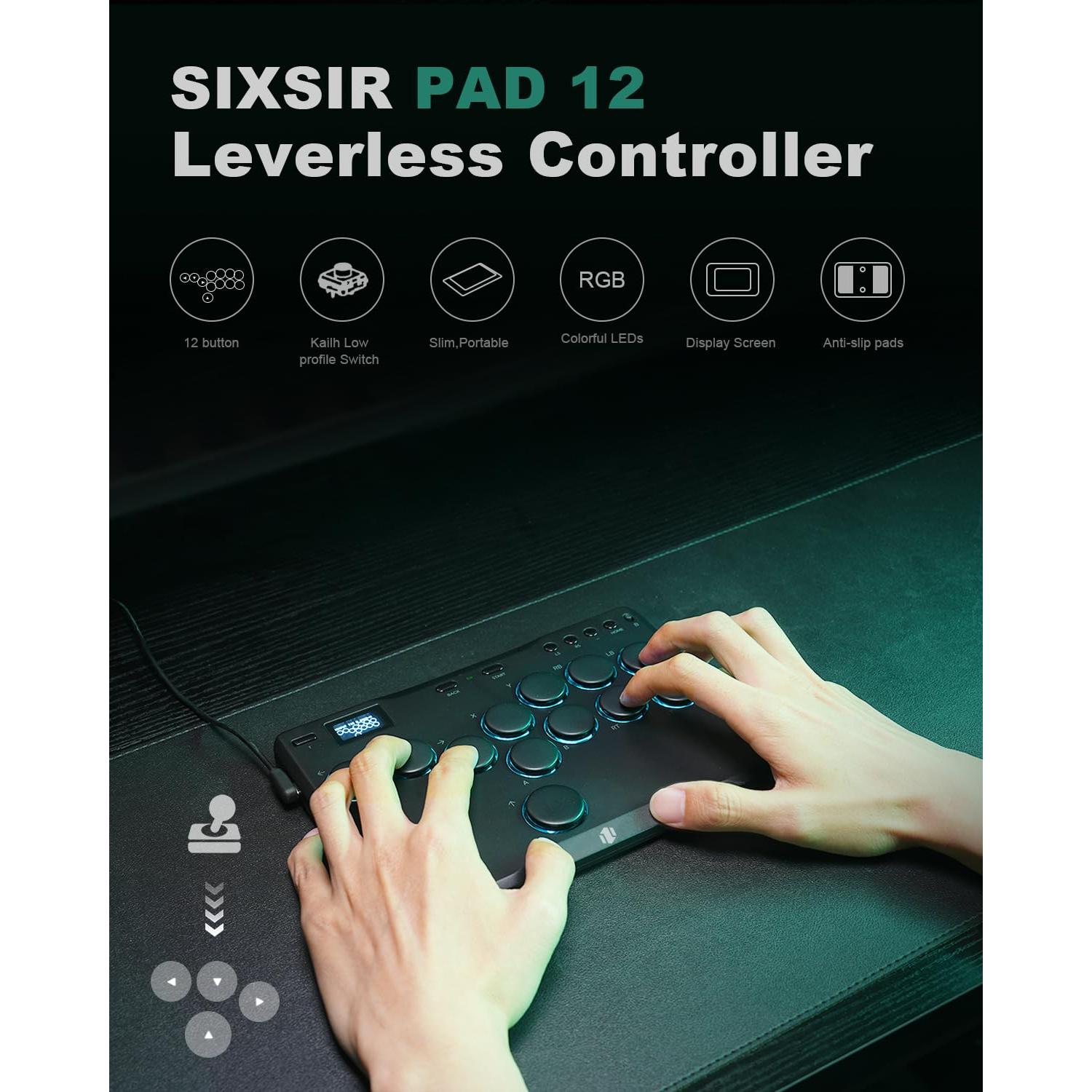 Controlador de Arcade SIXSIR P12 - Ligero, RGB, 12 Botones