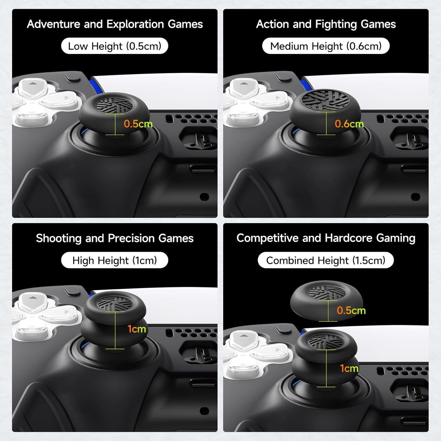 Empuñaduras Joystick JEMDO para PS5/PS4/Switch Pro, 6 Piezas