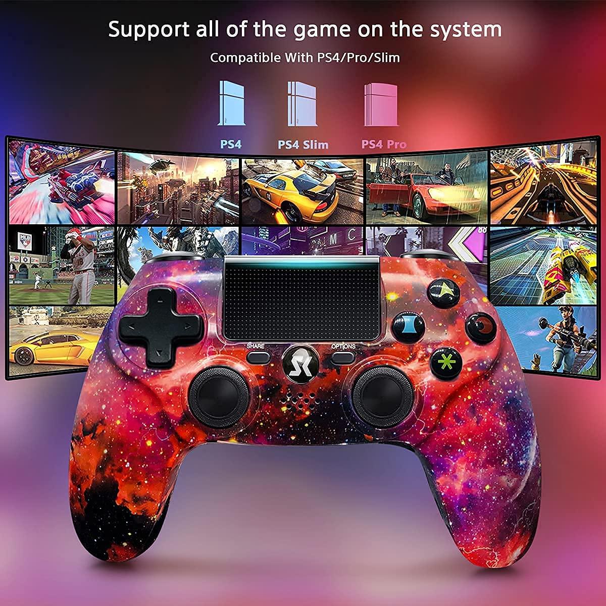 2 Pack Wireless Controller for PS4, Playstation 4 Game Controller with Double Shock, Touchpad, Six-axis Motion Sensor, 800mAh Battery, Controller Compatible with PS4/Slim/Pro/PC/PS3.(Blue and Red)