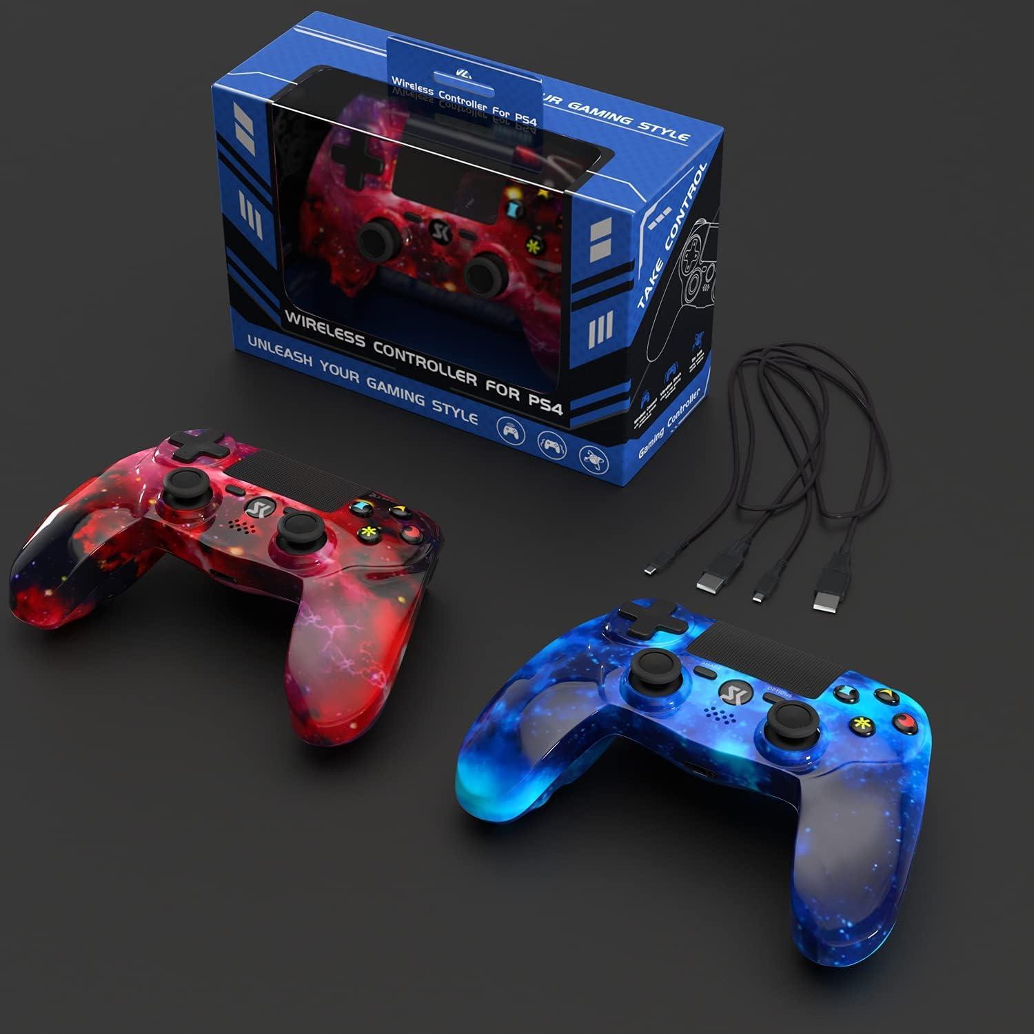 2 Pack Wireless Controller for PS4, Playstation 4 Game Controller with Double Shock, Touchpad, Six-axis Motion Sensor, 800mAh Battery, Controller Compatible with PS4/Slim/Pro/PC/PS3.(Blue and Red)