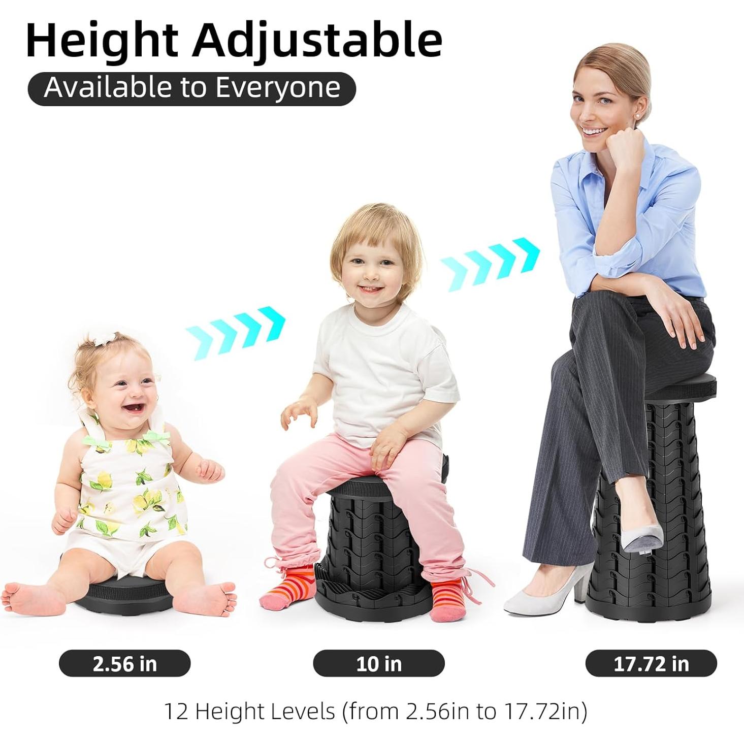 Taburete Plegable Qiguet Negro 12 Alturas 181 kg Camping