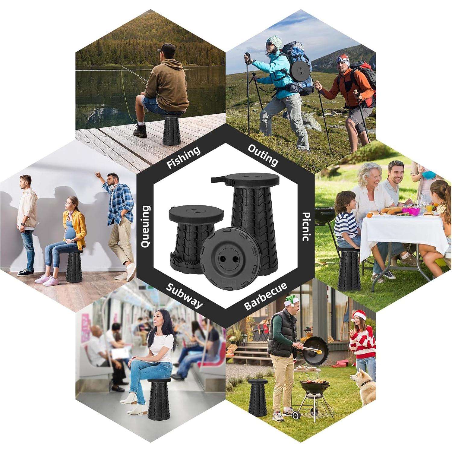 Taburete Plegable Qiguet Negro 12 Alturas 181 kg Camping