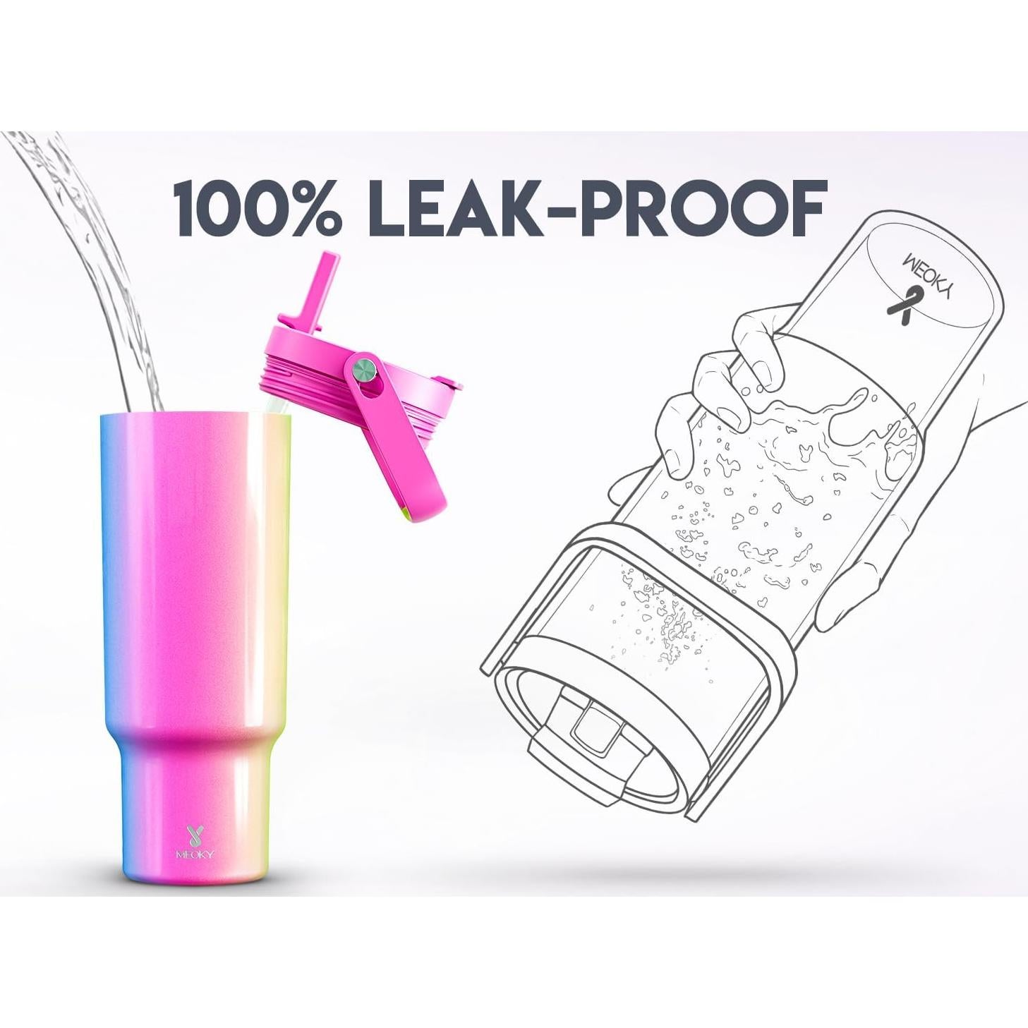 Taza Aislada Meoky 1.2 L con Asa y Popote, Color Carnaval