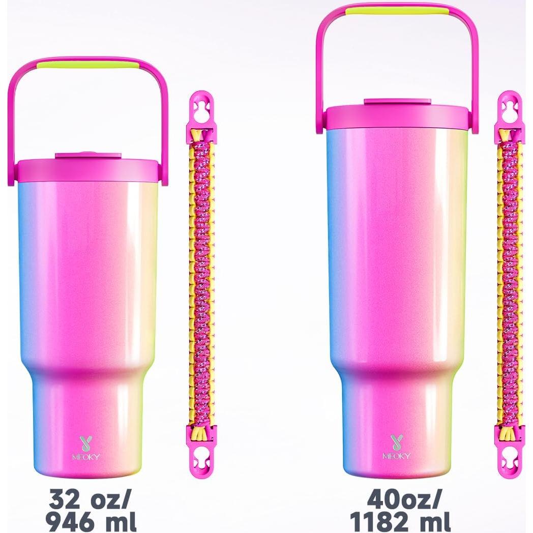 Taza Aislada Meoky 1.2 L con Asa y Popote, Color Carnaval