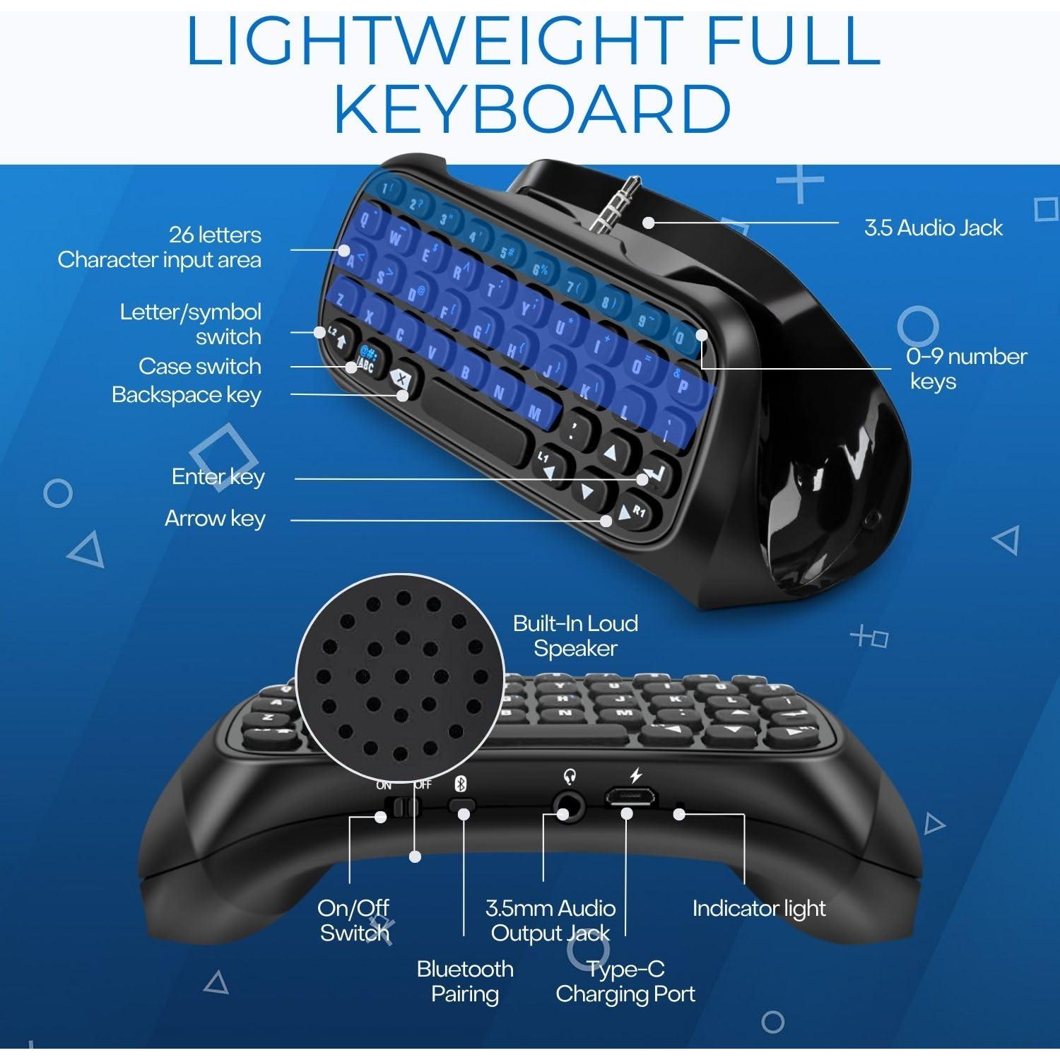 TNP PS4 Chatpad - PS4 Controller Keyboard Attachment, Compact Design - The Ultimate QWERTY Gamepad Keyboard for Playstation4, Compatible with PS4, PS4 Slim, and PS4 Pro