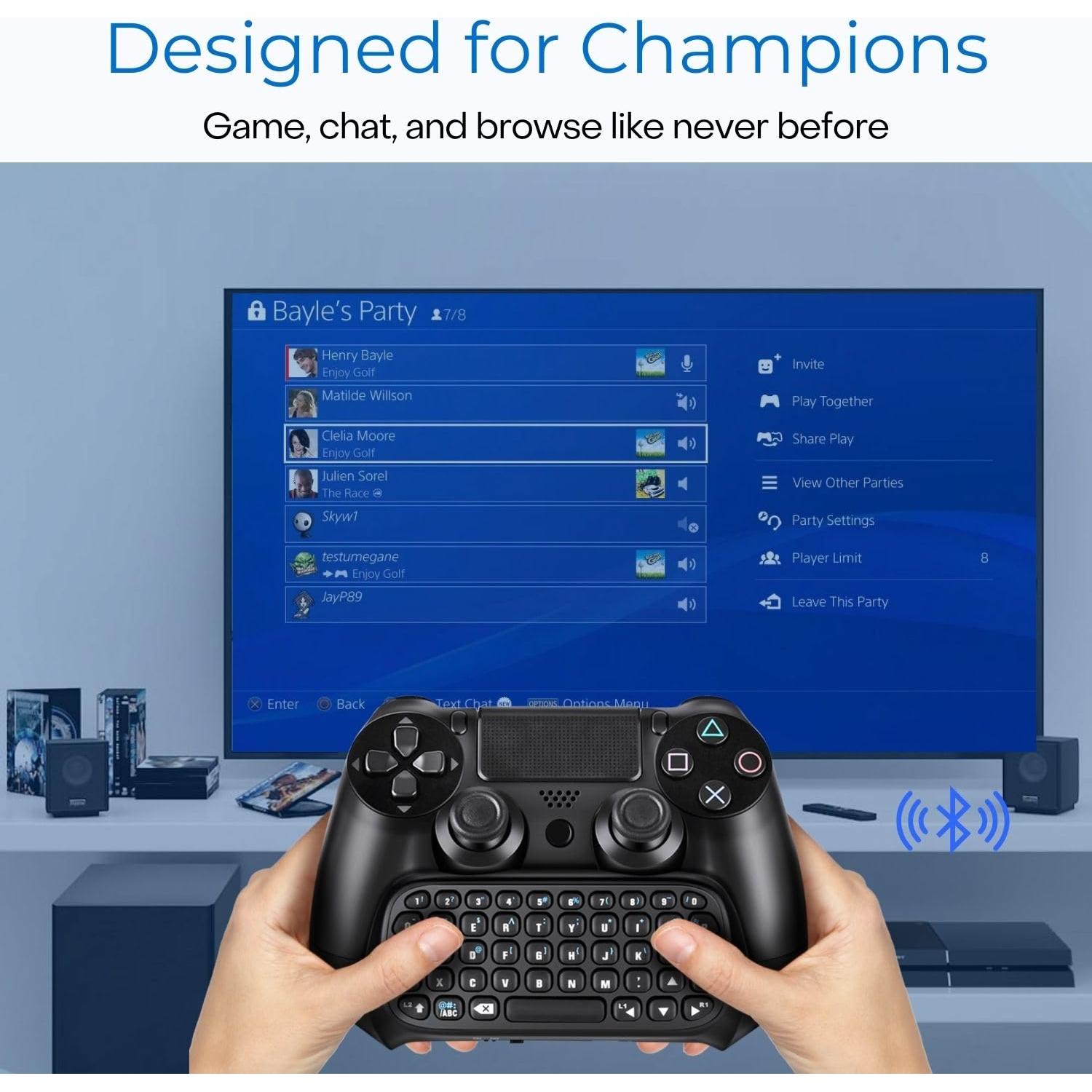 TNP PS4 Chatpad - PS4 Controller Keyboard Attachment, Compact Design - The Ultimate QWERTY Gamepad Keyboard for Playstation4, Compatible with PS4, PS4 Slim, and PS4 Pro