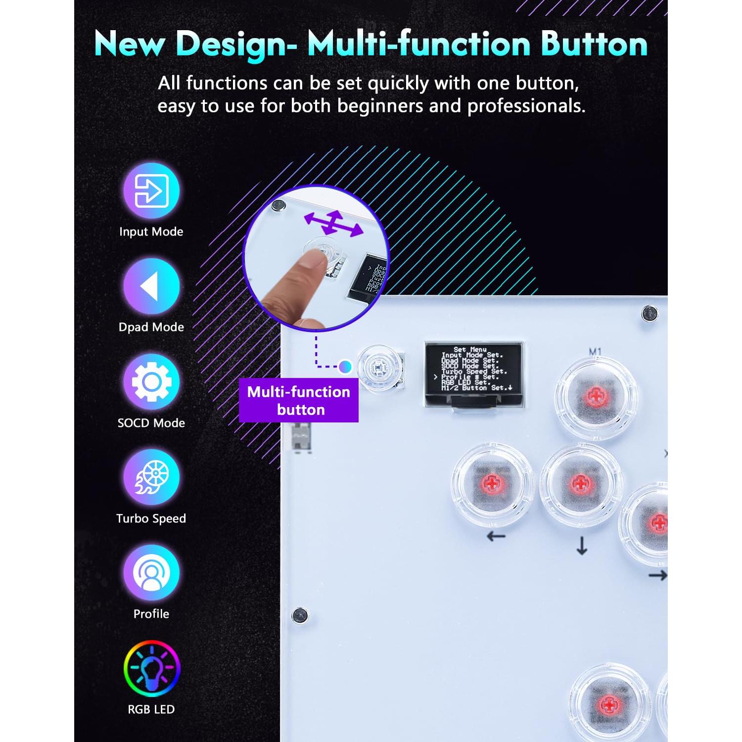 Controlador de Arcade GuileKeys GK-16 Blanco con RGB