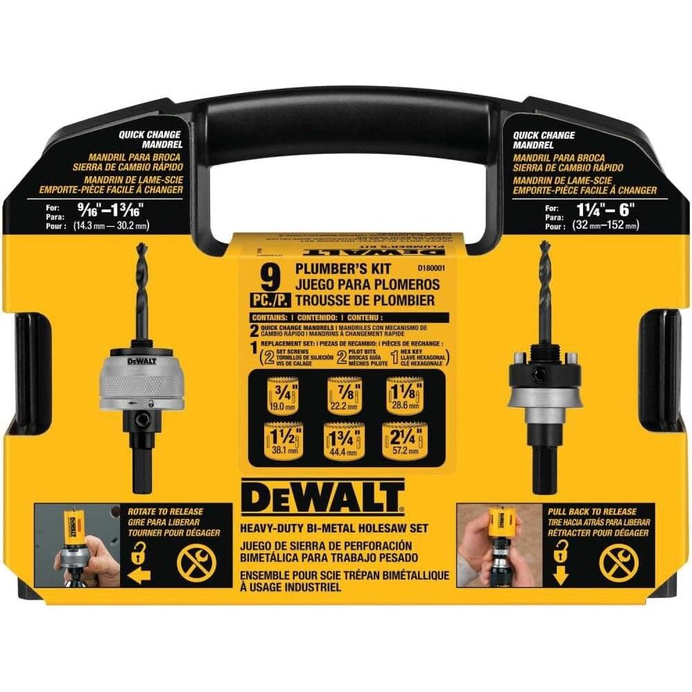 Kit de Sierras de Corona Bi-Metal DEWALT D180001 9 Piezas