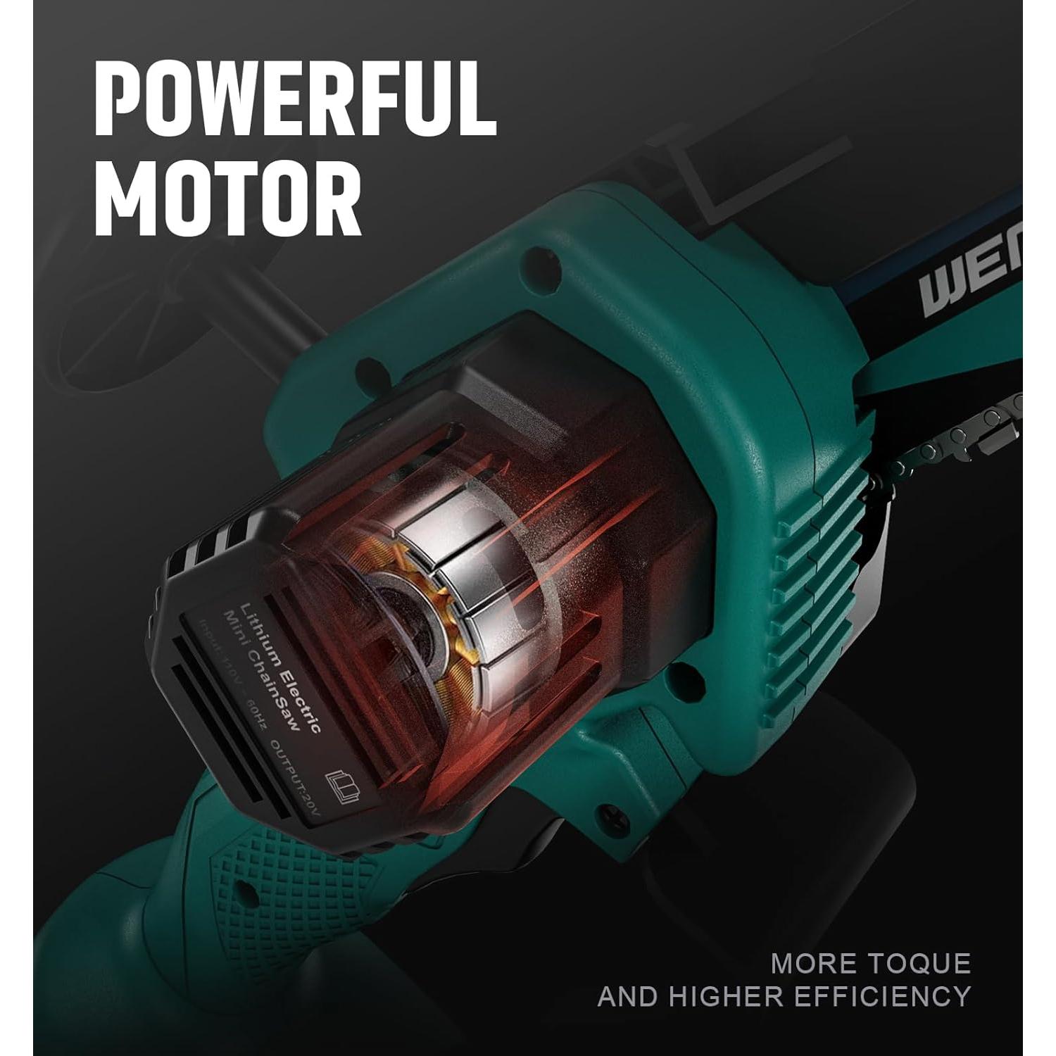 Motosierra eléctrica portátil WEMARS 6" con 2 baterías