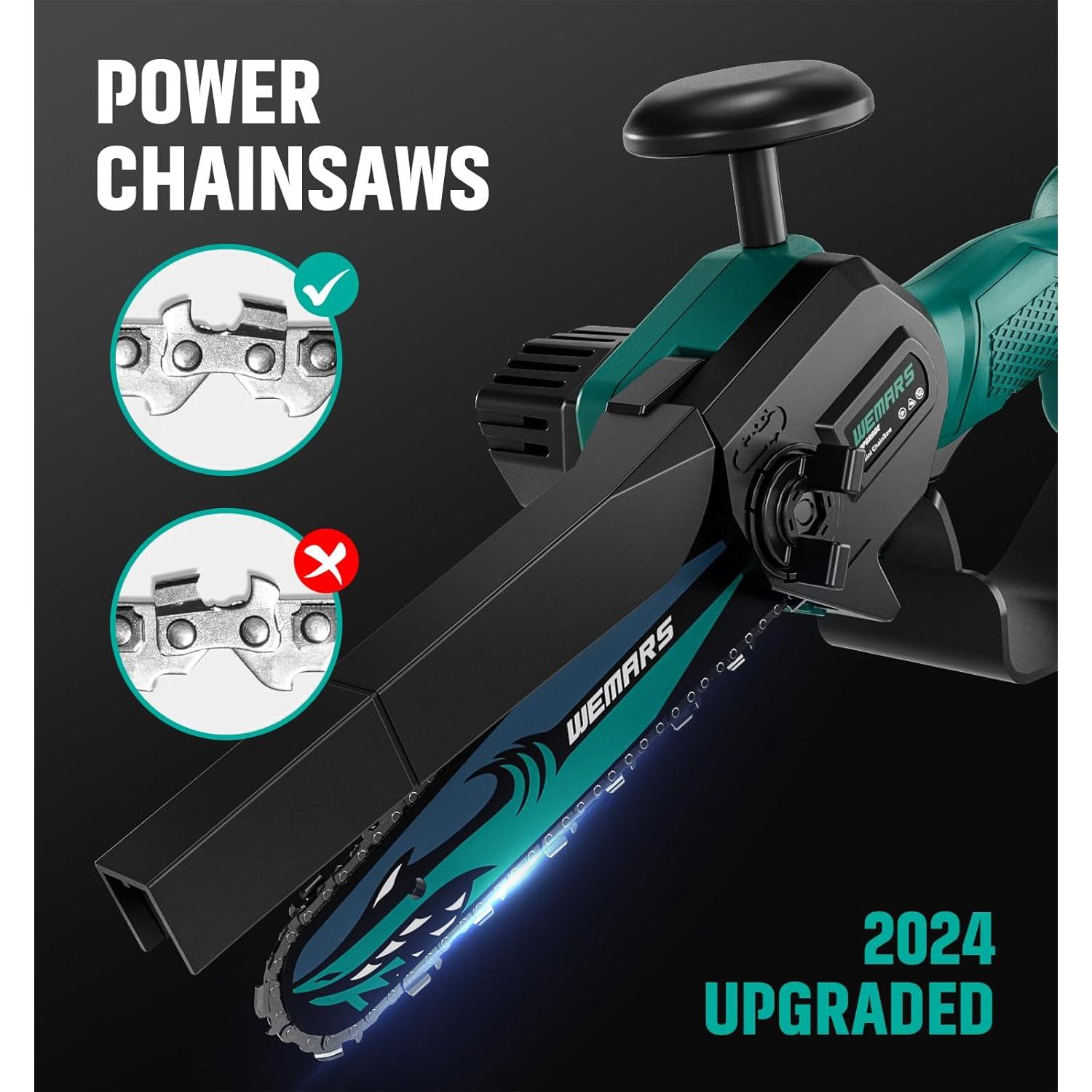 Motosierra eléctrica portátil WEMARS 6" con 2 baterías