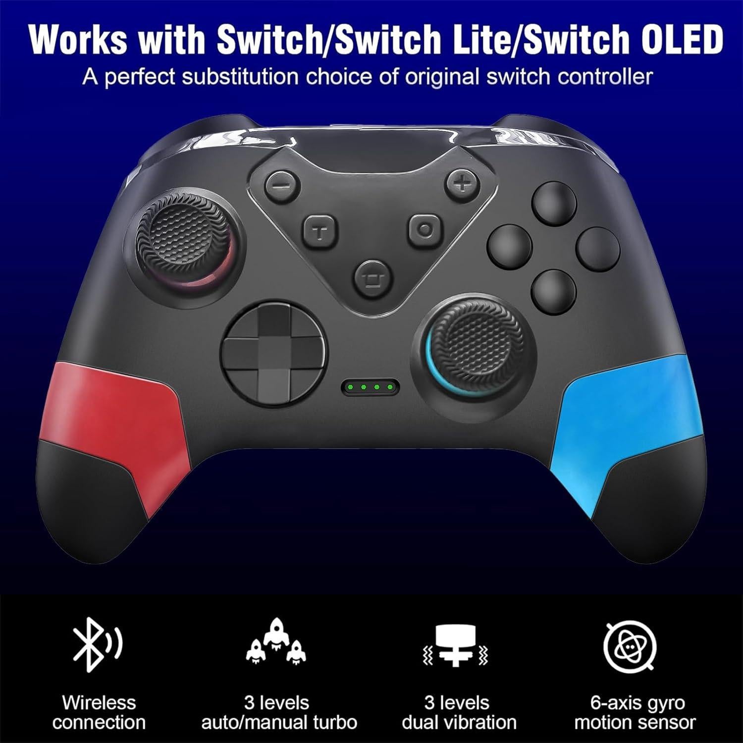 Controlador Inalámbrico HUDOBBYE para Switch Rojo y Azul