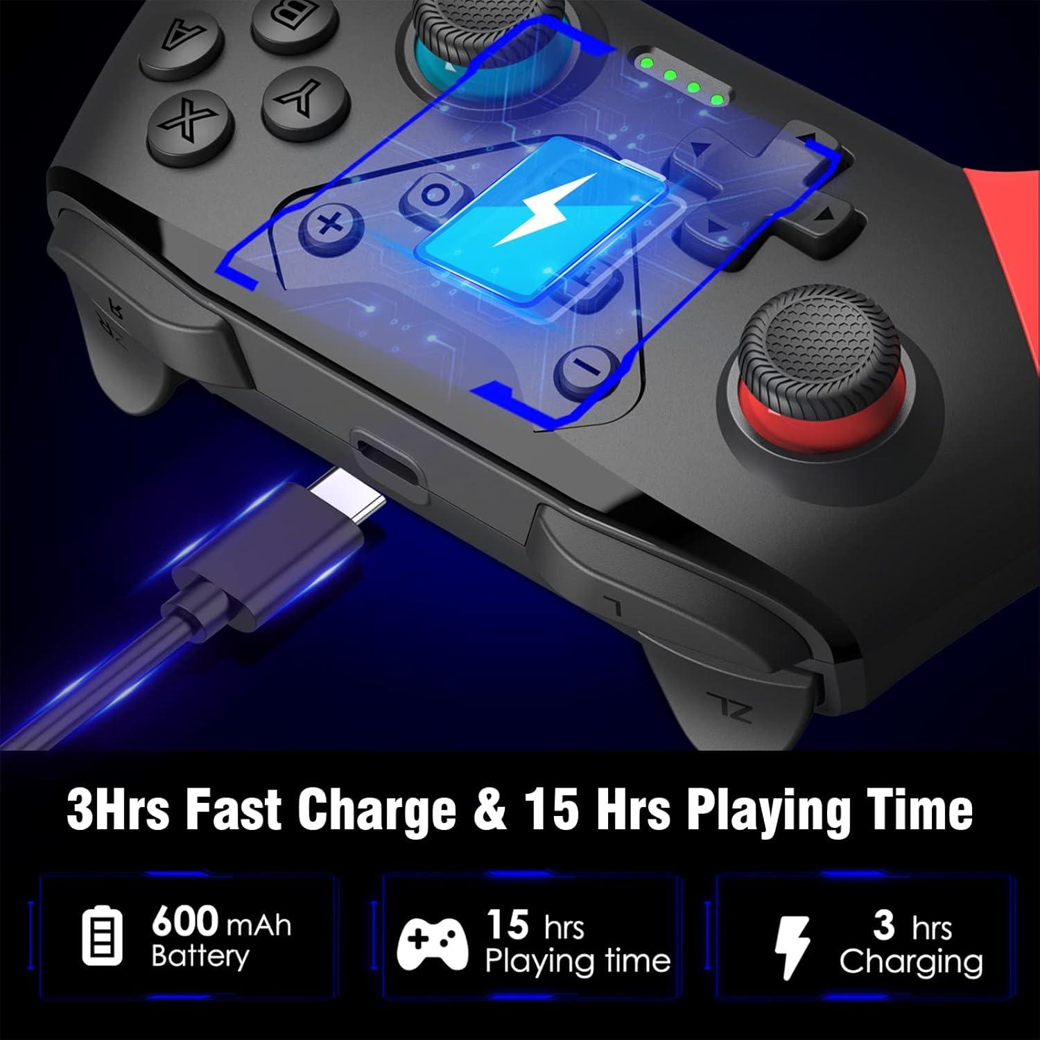 Controlador Inalámbrico HUDOBBYE para Switch Rojo y Azul